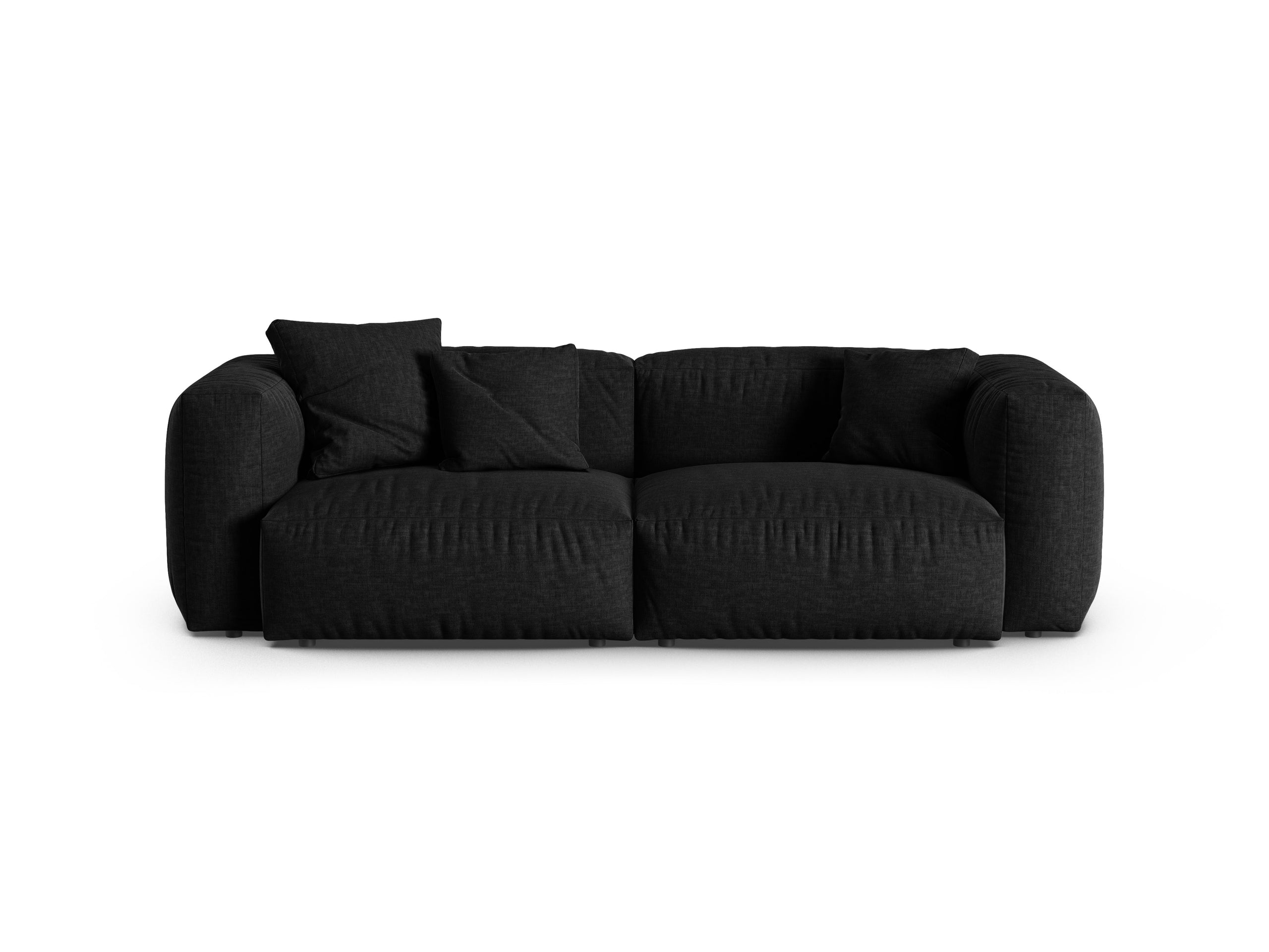 Micadoni Martina trojmiestna pohovka - Štrukturovaná látka Boston (Boblack) - Čierna - Nohy: Čierny plast - Variant 90 cm