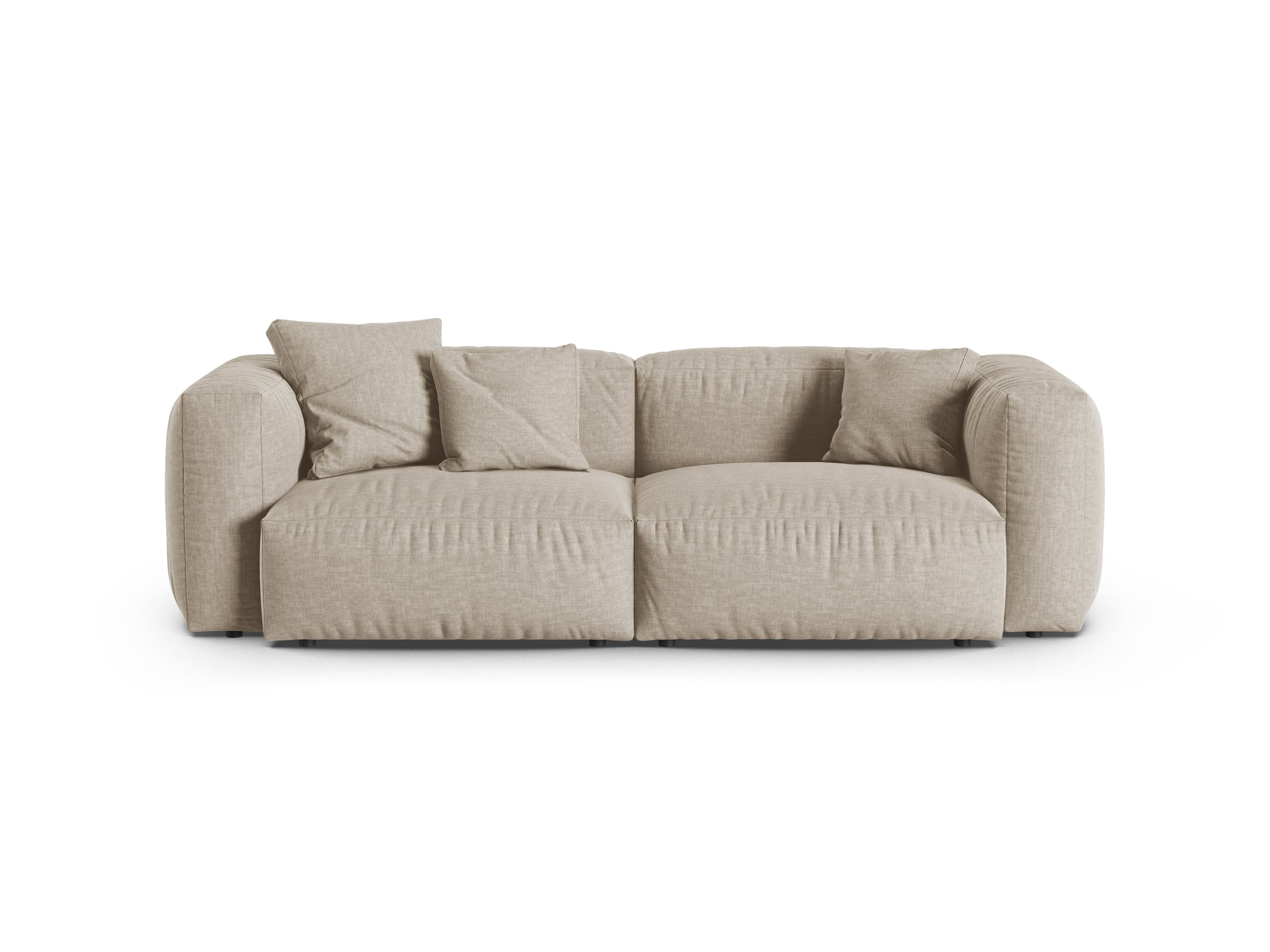 Micadoni Martina trojmiestna pohovka - Štrukturovaná látka Boston (Botoffee) - Svetlobéžová - Nohy: Čierny plast - Variant 90 cm