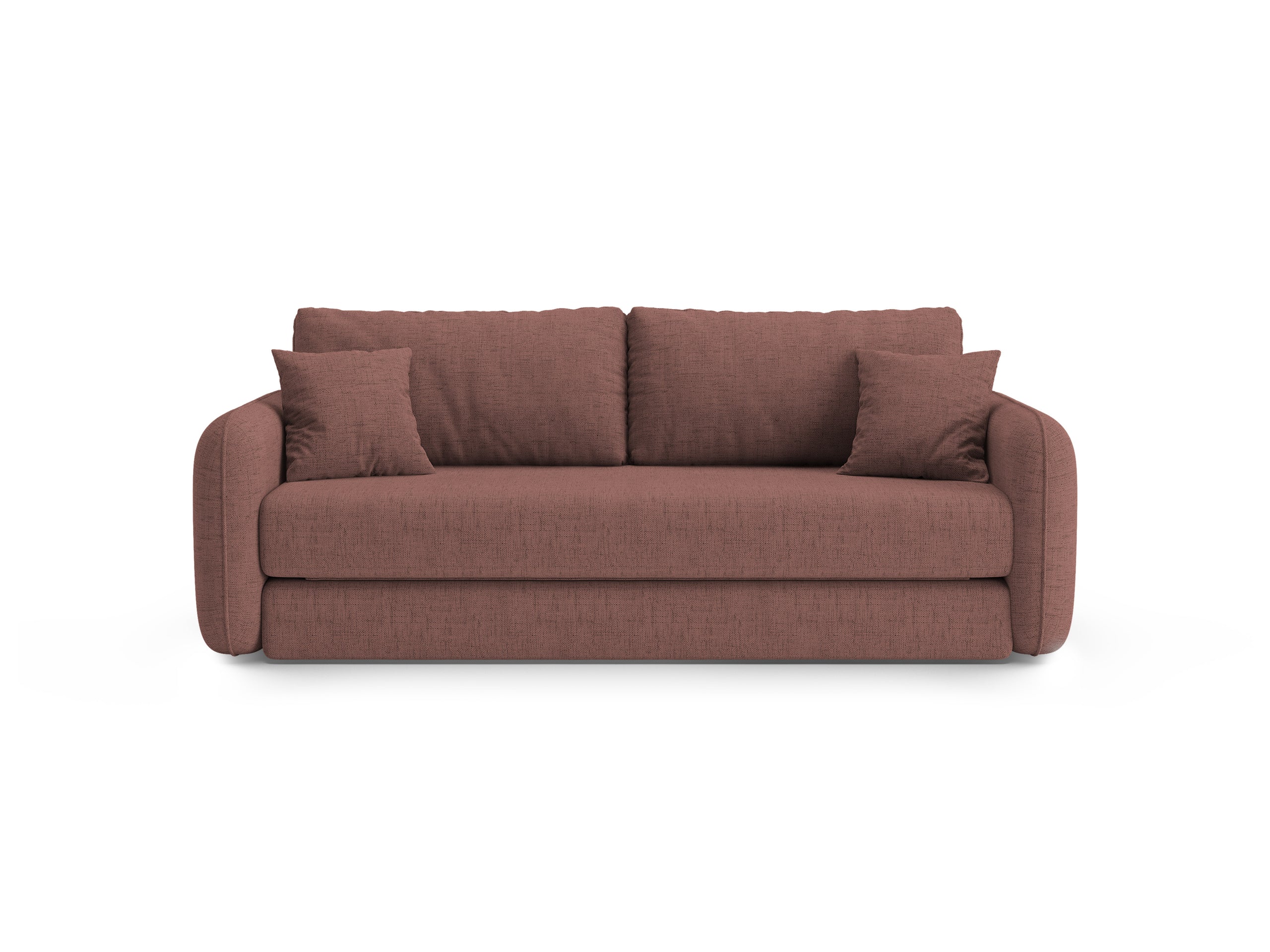 Micadoni Dormi rozkladacia trojmiestna pohovka 225 × 94 cm - Štrukturovaná látka Moly (Mol63) - Tmavoružová - Variant 94x87x225