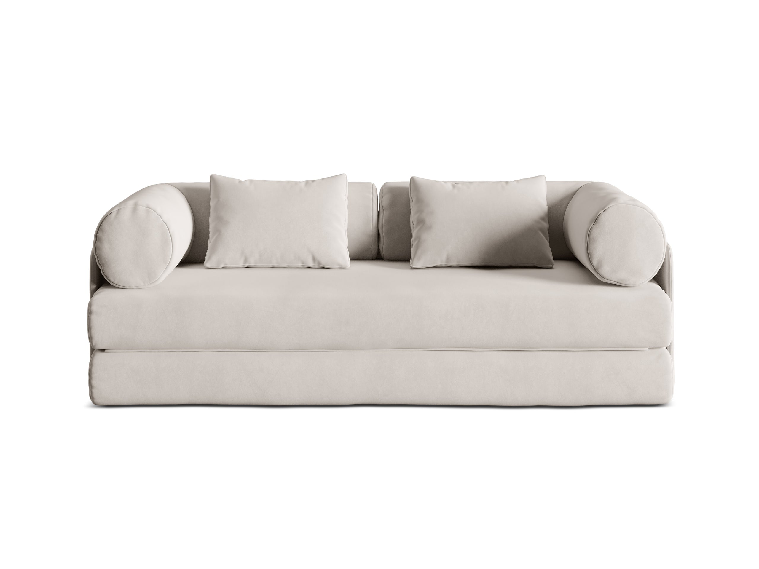 Micadoni Dreamy rozkladacia trojmiestna pohovka 206 × 95 cm - Zamat Salvador (Sal1) - Béžová - Variant 95x70x206