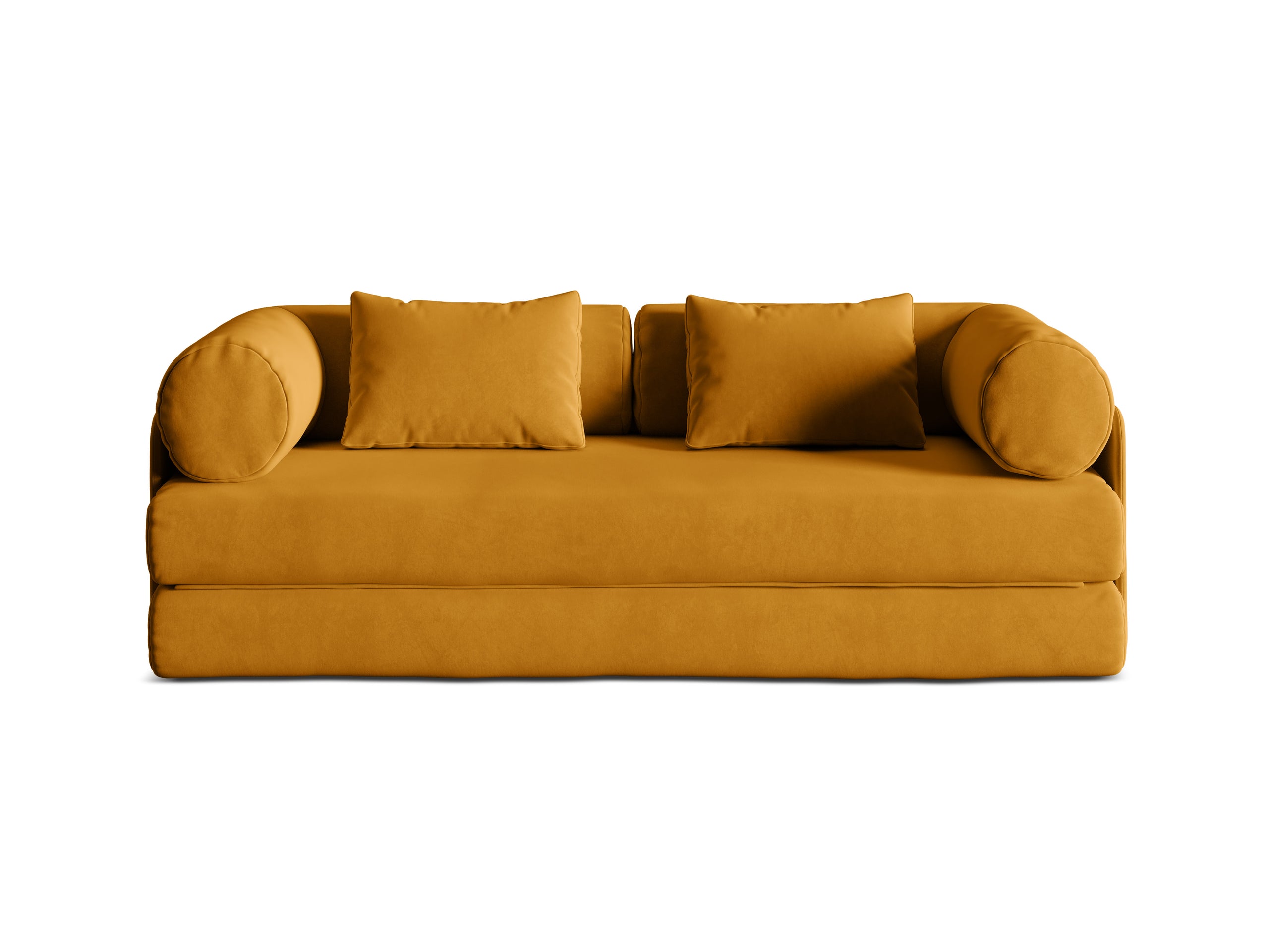Micadoni Dreamy rozkladacia trojmiestna pohovka 206 × 95 cm - Zamat Salvador (Sal10) - Žltá - Variant 95x70x206