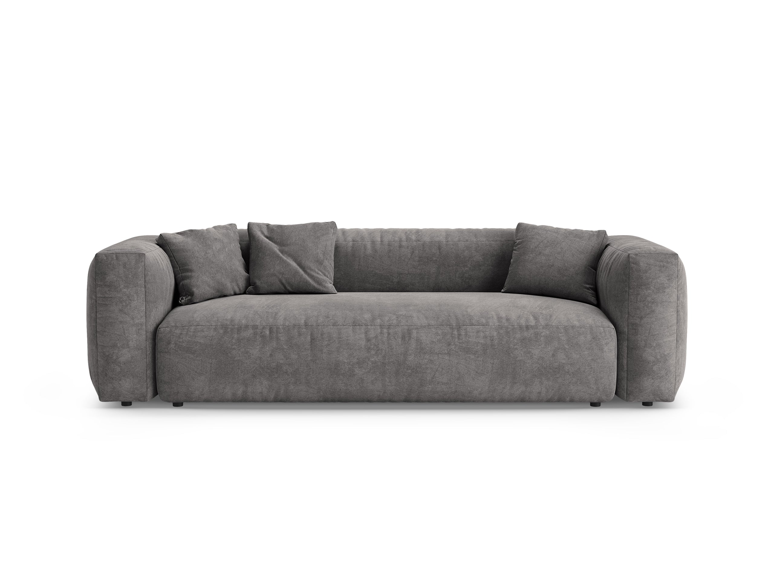 Micadoni Martina rozkladacia trojmiestna pohovka 264 × 106 cm - Zamat Vogue (Vog15) - Sivá - Variant 106x75x264