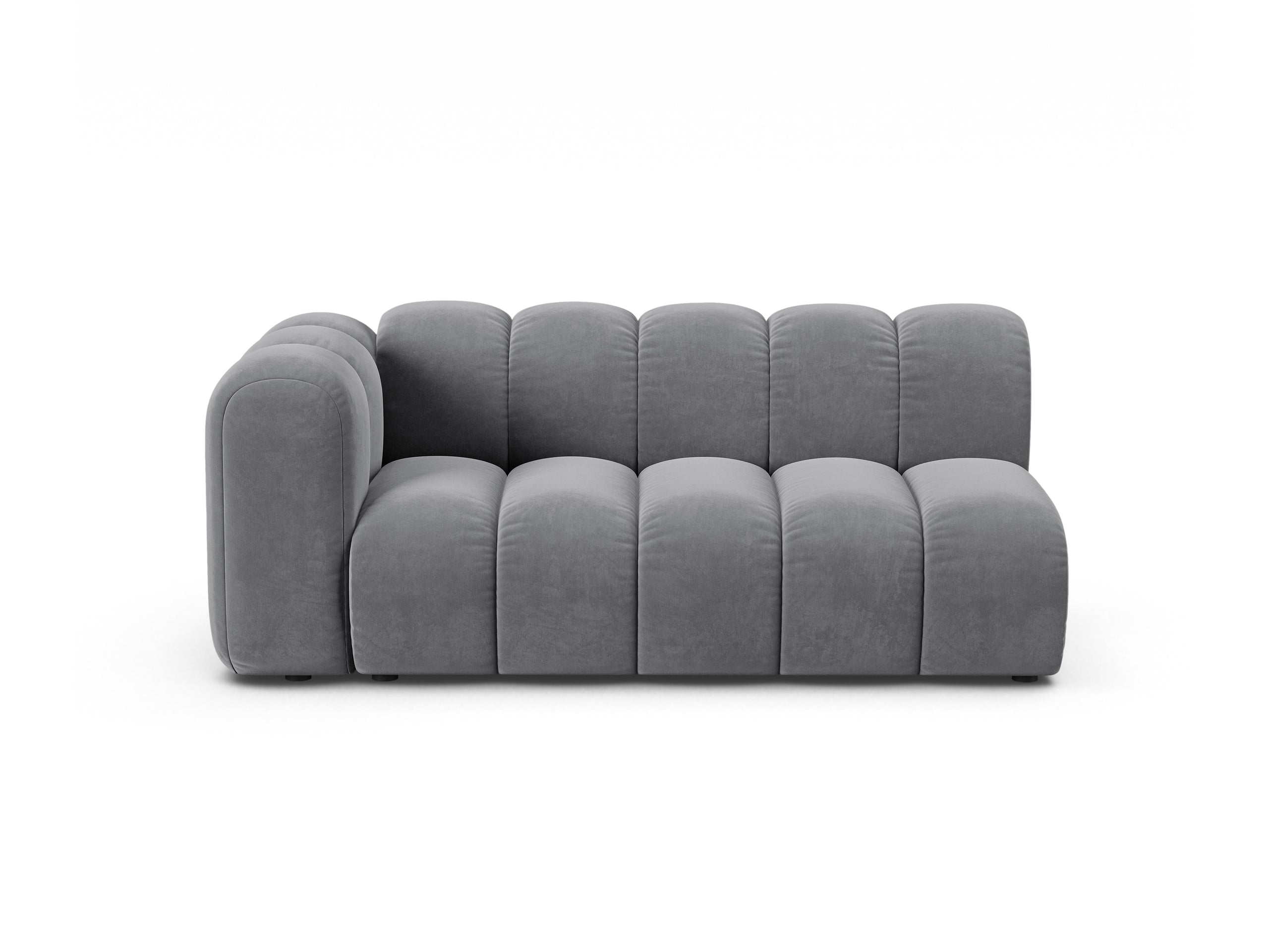 Micadoni Lupine modul sedačky s podrúčkou 175 × 95 cm - Zamat Salvador (Sal17) - Sivá - Ľavé prevedenie