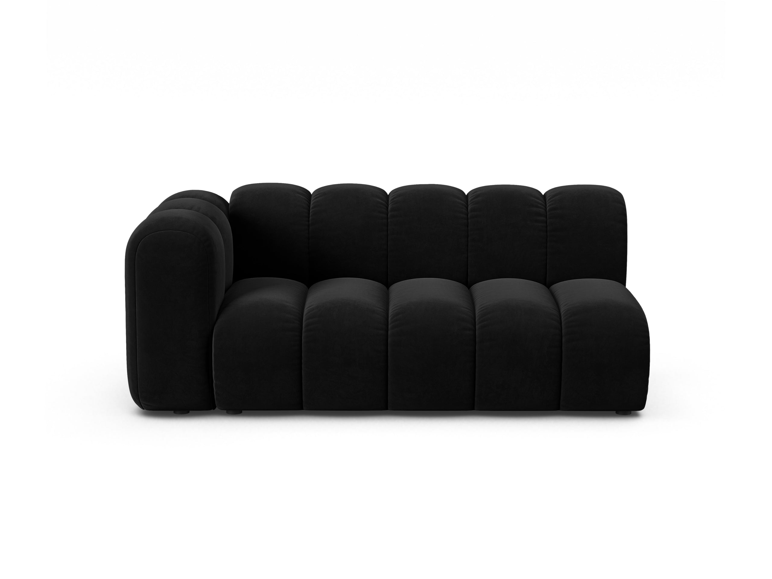 Micadoni Lupine modul sedačky s podrúčkou 175 × 95 cm - Zamat Salvador (Sal19) - Čierna - Ľavé prevedenie