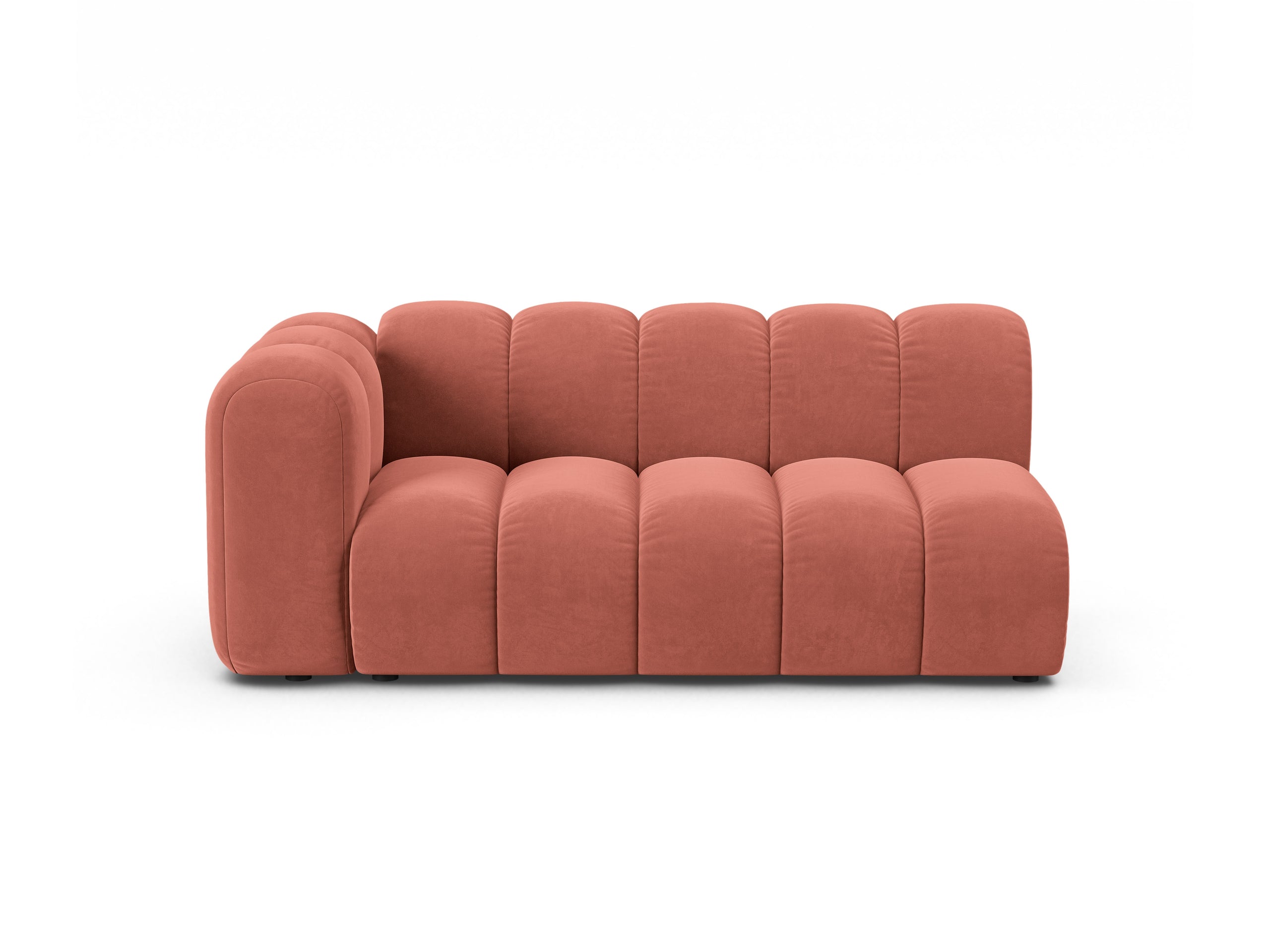 Micadoni Lupine modul sedačky s podrúčkou 175 × 95 cm - Zamat Salvador (Sal12) - Koralová - Ľavé prevedenie