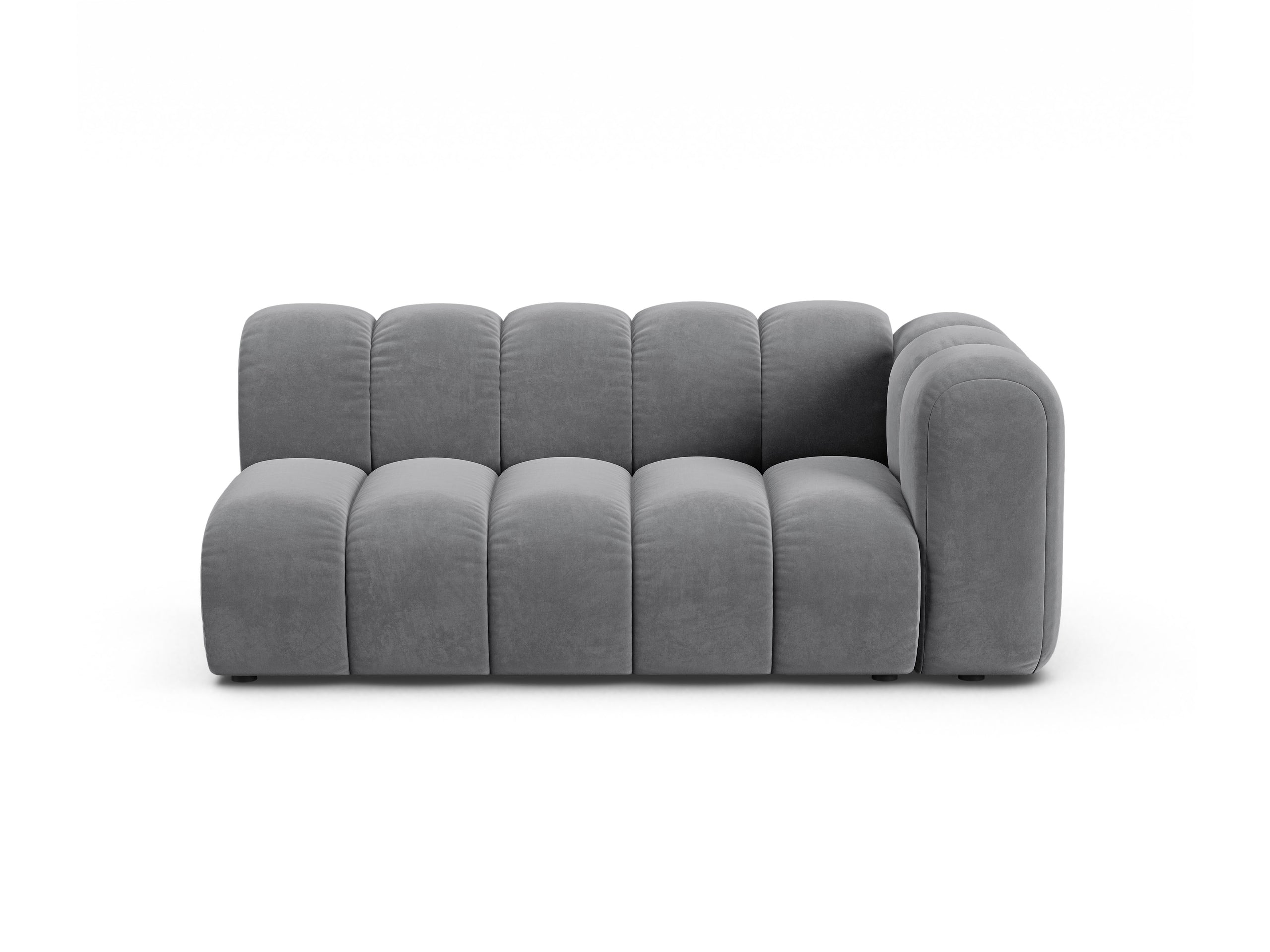Micadoni Lupine modul sedačky s podrúčkou 175 × 95 cm - Zamat Salvador (Sal17) - Sivá - Pravé prevedenie