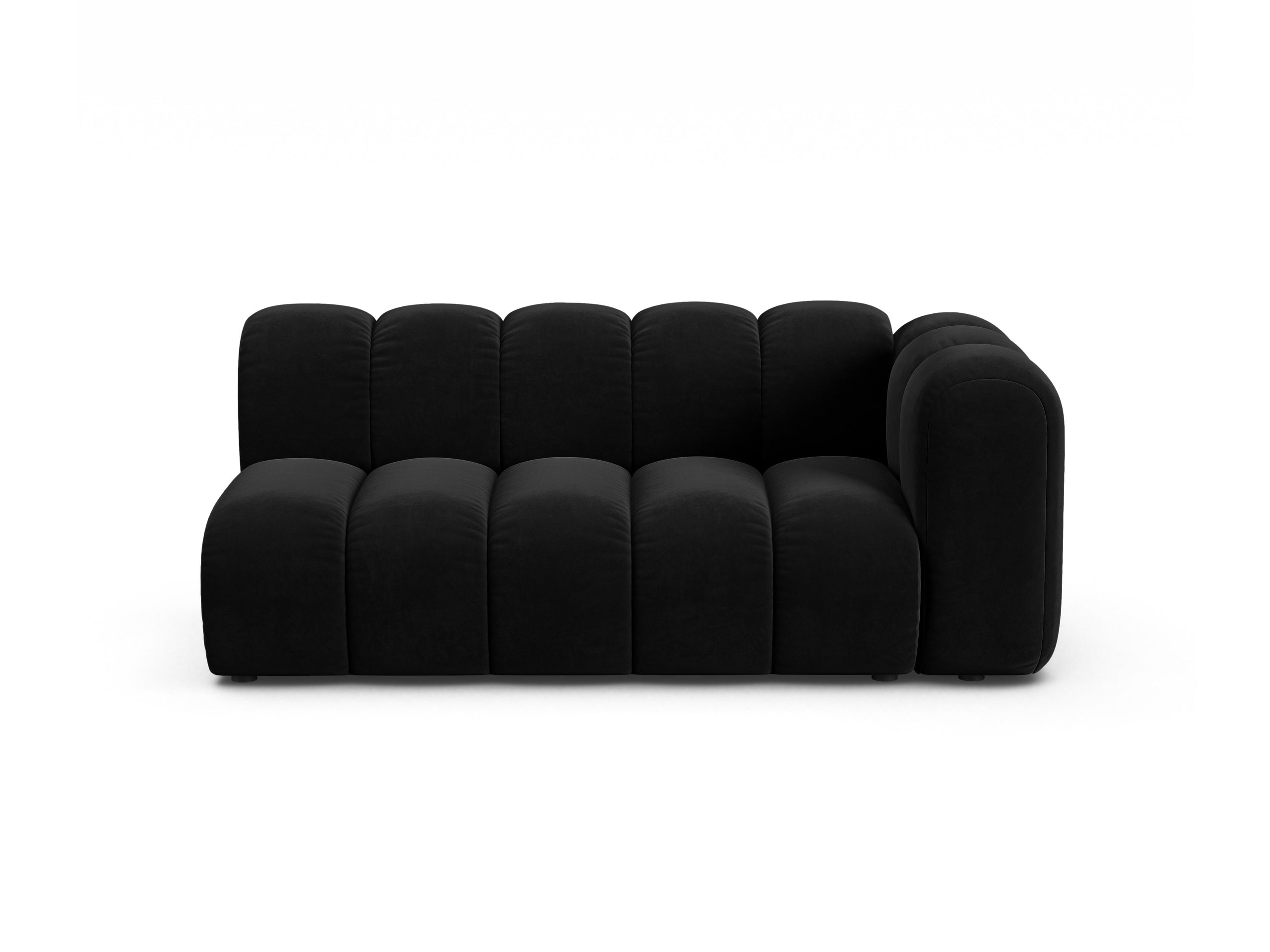 Micadoni Lupine modul sedačky s podrúčkou 175 × 95 cm - Zamat Salvador (Sal19) - Čierna - Pravé prevedenie