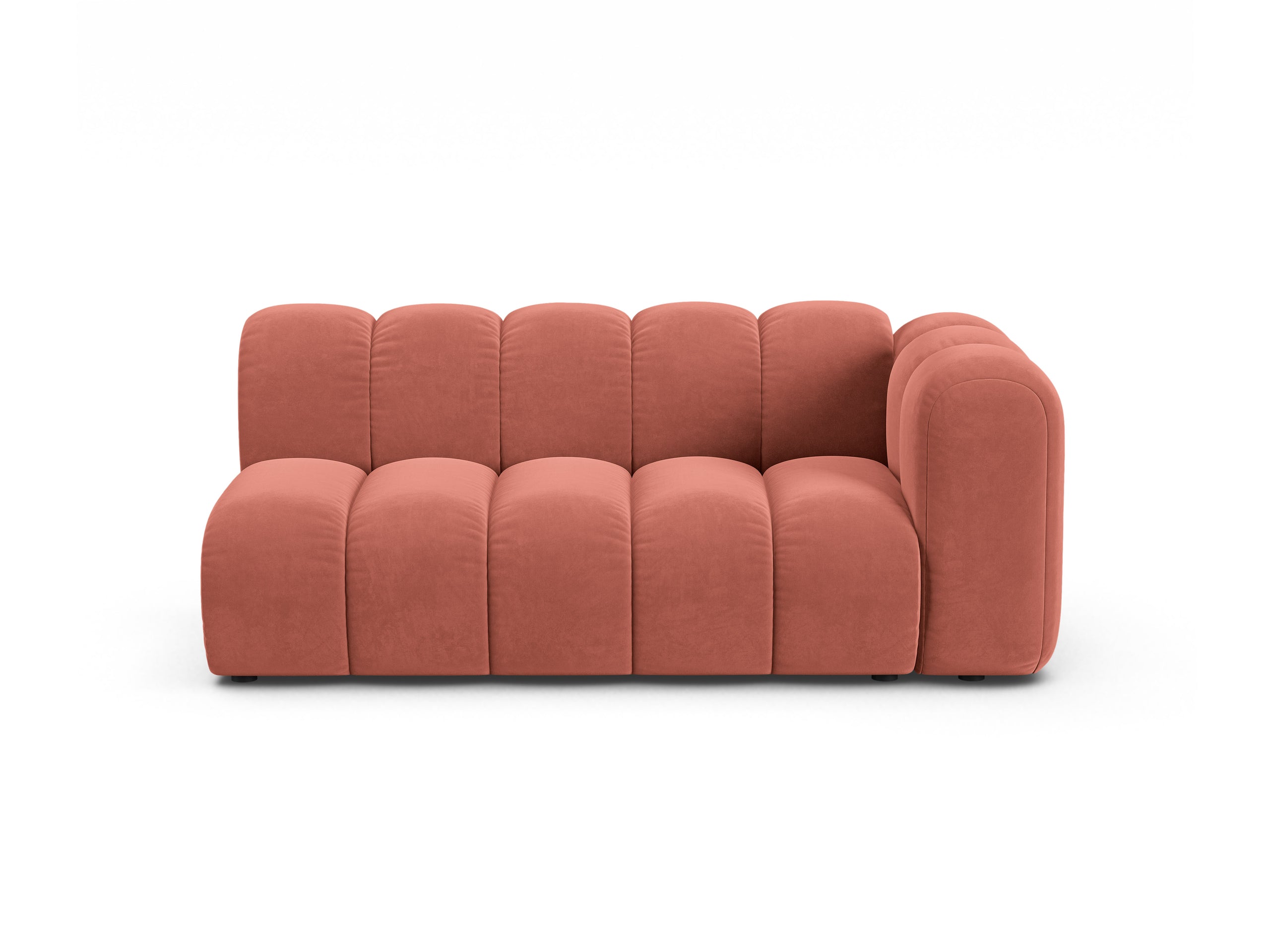 Micadoni Lupine modul sedačky s podrúčkou 175 × 95 cm - Zamat Salvador (Sal12) - Koralová - Pravé prevedenie