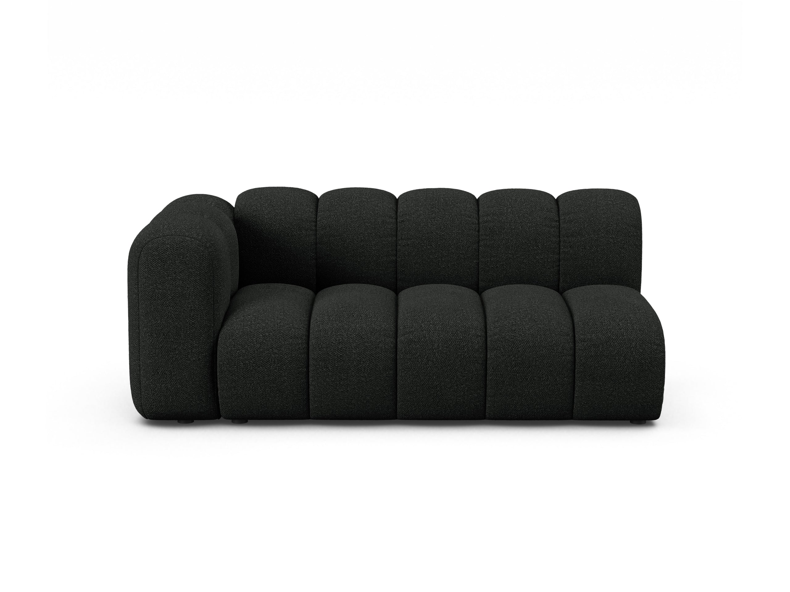 Micadoni Lupine modul sedačky s podrúčkou 175 × 95 cm - Buklé Baloo (Bal2082) - Čierna - Ľavé prevedenie