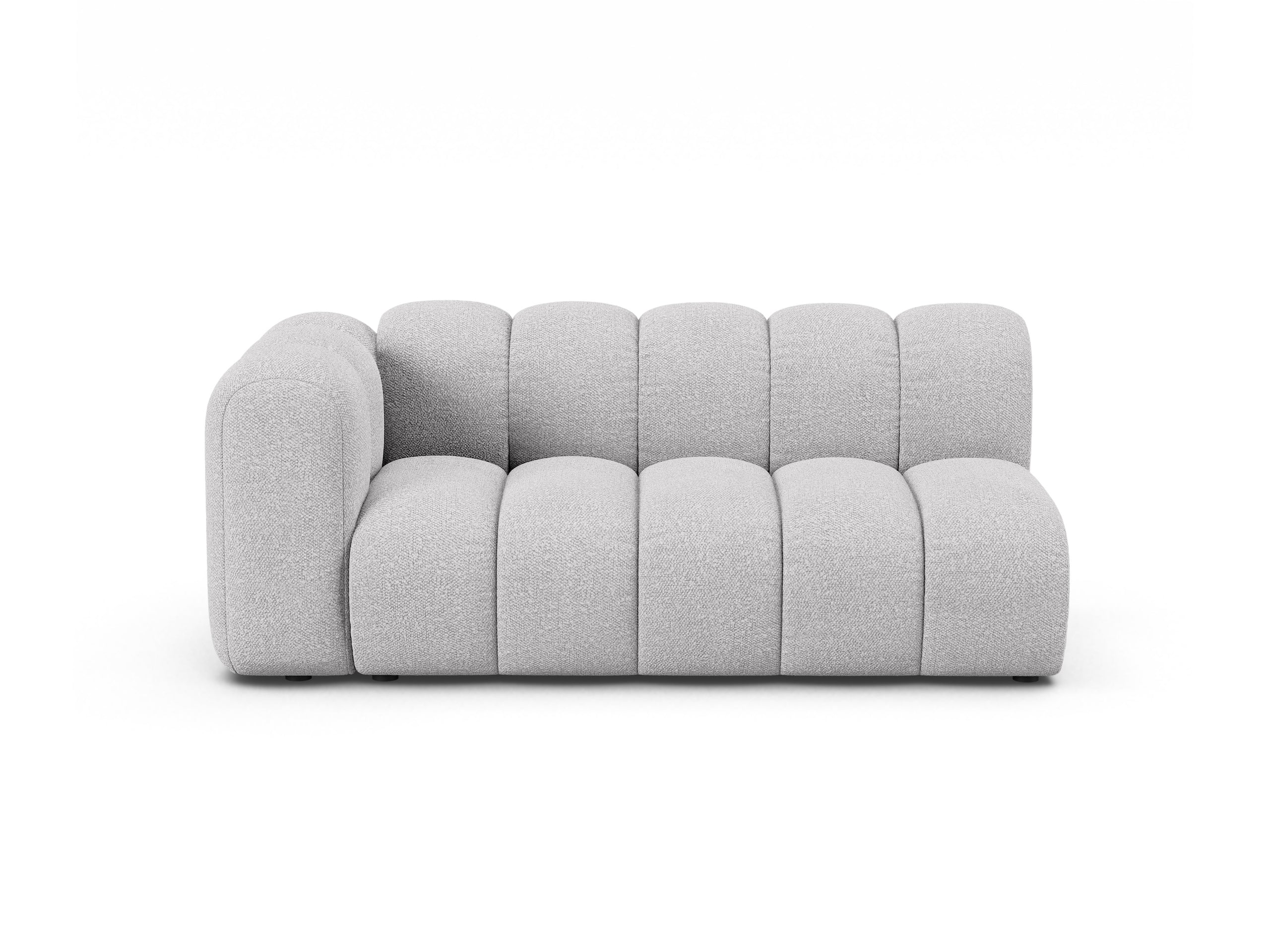 Micadoni Lupine modul sedačky s podrúčkou 175 × 95 cm - Buklé Baloo (Bal2085) - Svetlosivá - Ľavé prevedenie