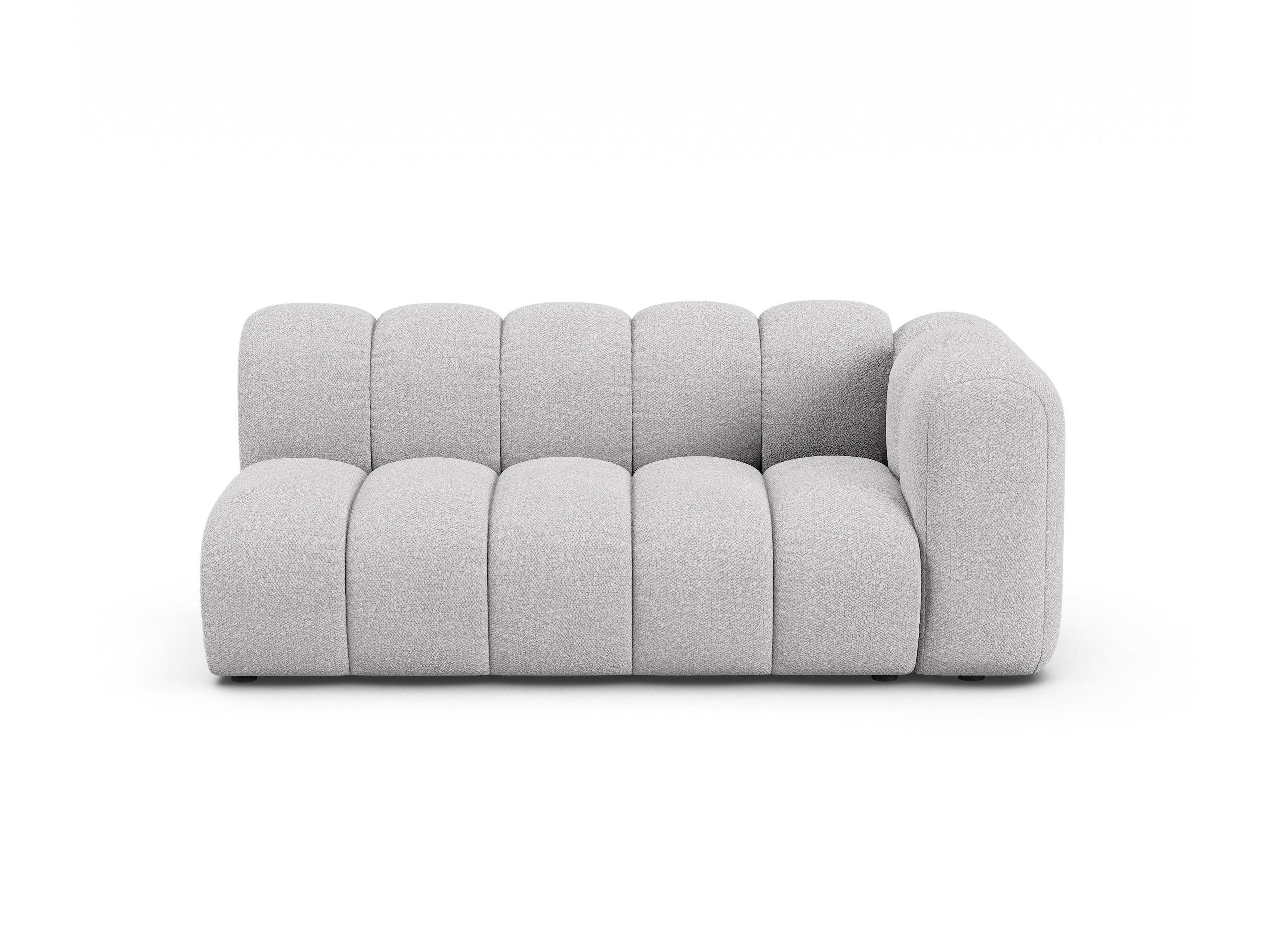 Micadoni Lupine modul sedačky s podrúčkou 175 × 95 cm - Buklé Baloo (Bal2085) - Svetlosivá - Pravé prevedenie