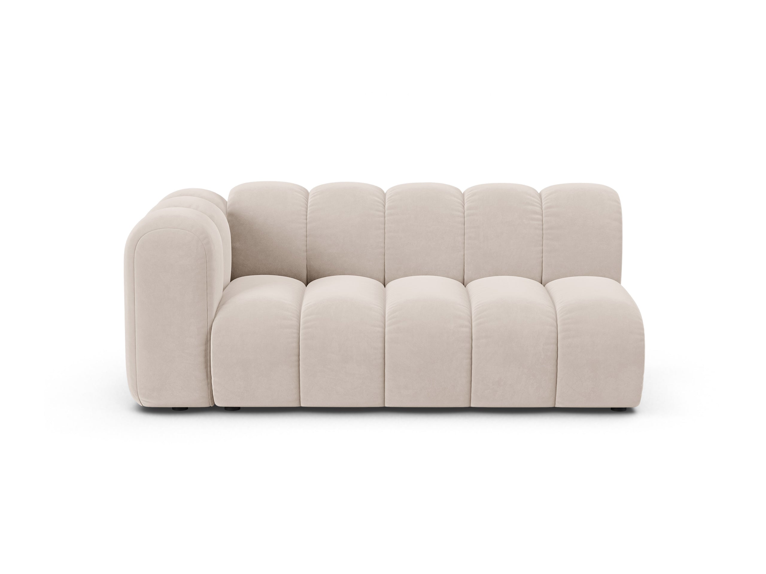 Micadoni Lupine modul sedačky s podrúčkou 175 × 95 cm - Zamat Venus (Ven2927) - Svetlobéžová - Ľavé prevedenie