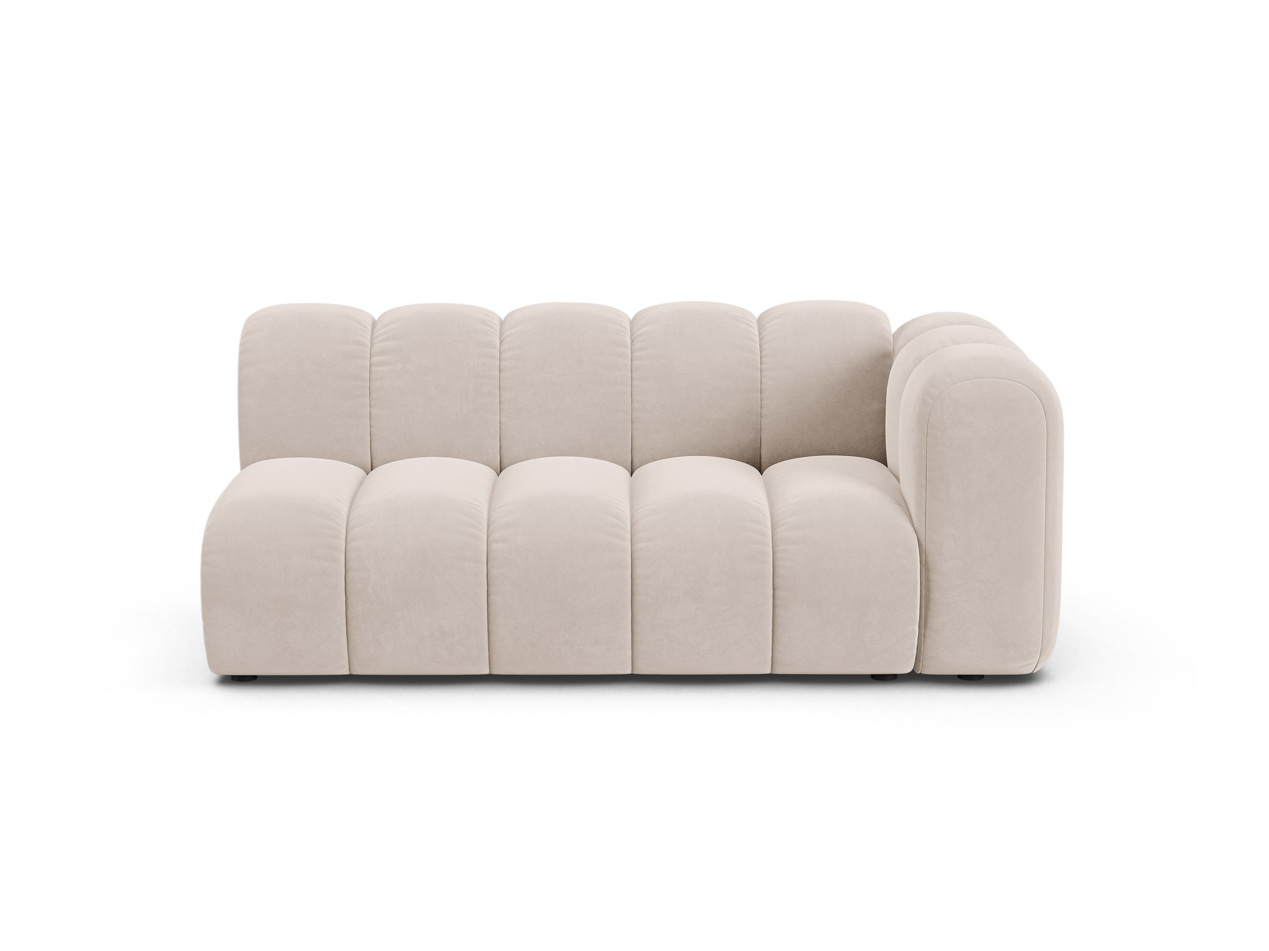 Micadoni Lupine modul sedačky s podrúčkou 175 × 95 cm - Zamat Venus (Ven2927) - Svetlobéžová - Pravé prevedenie
