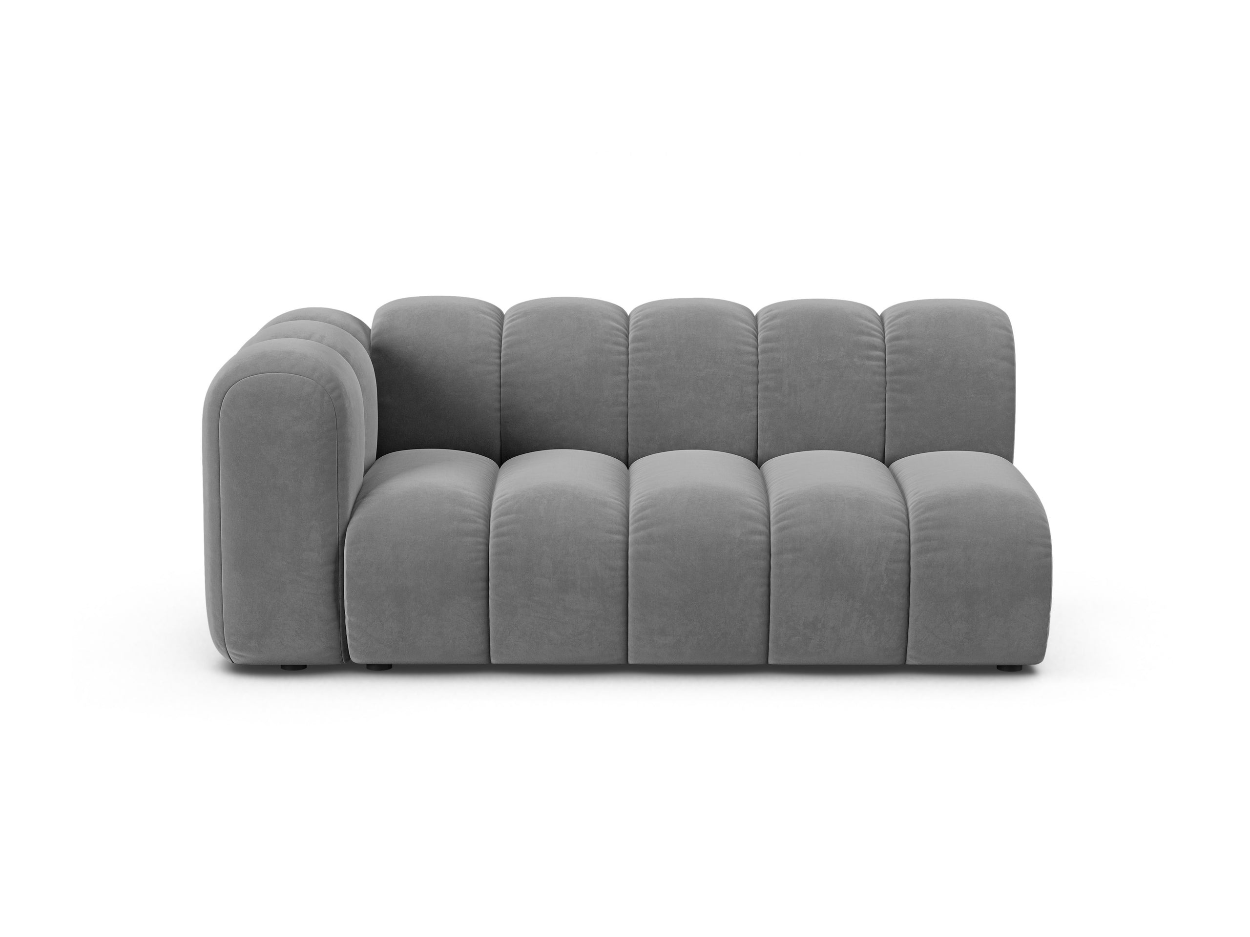 Micadoni Lupine modul sedačky s podrúčkou 175 × 95 cm - Zamat Venus (Ven2929) - Svetlosivá - Ľavé prevedenie