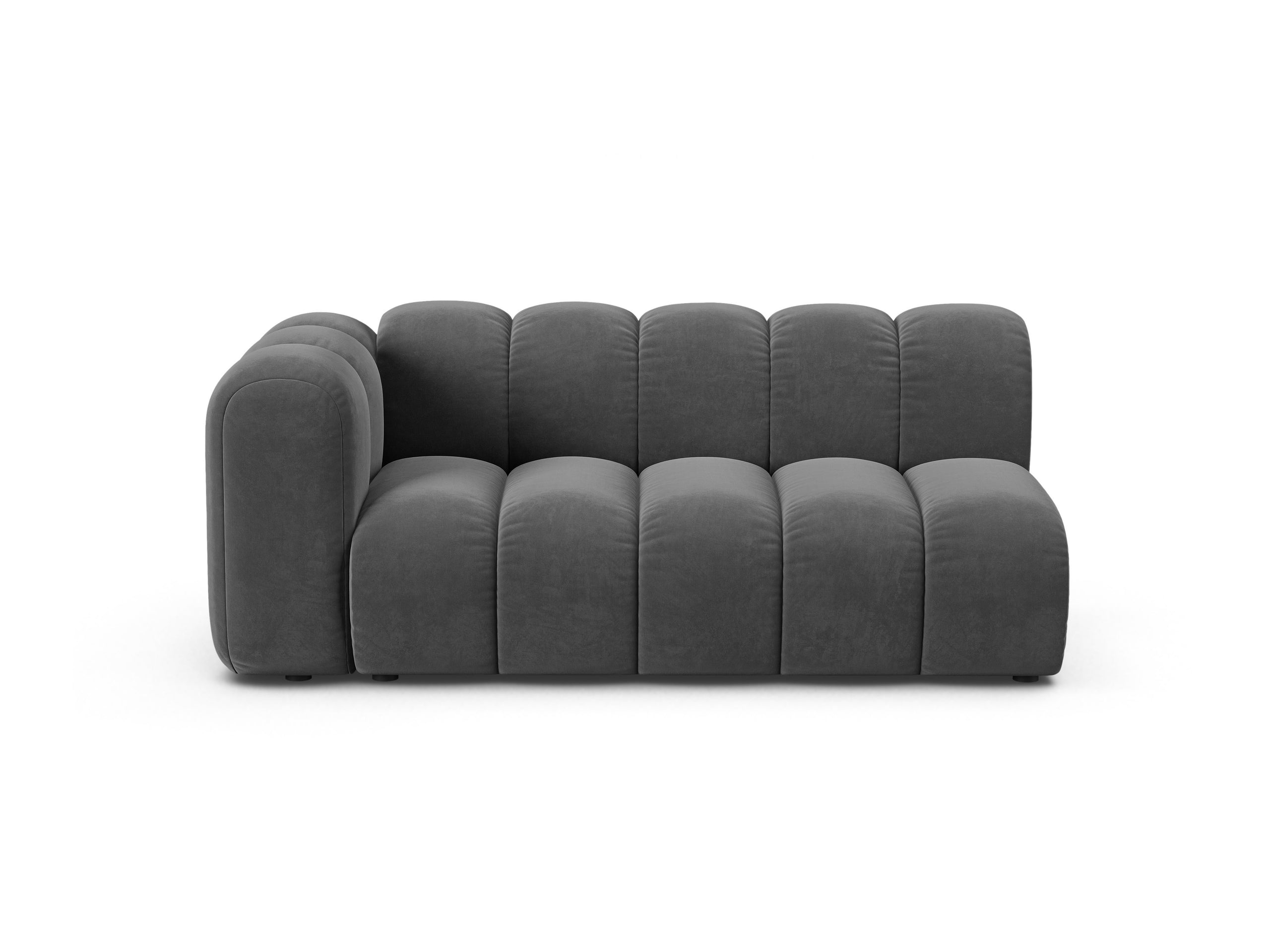 Micadoni Lupine modul sedačky s podrúčkou 175 × 95 cm - Zamat Venus (Ven2930) - Sivá - Ľavé prevedenie