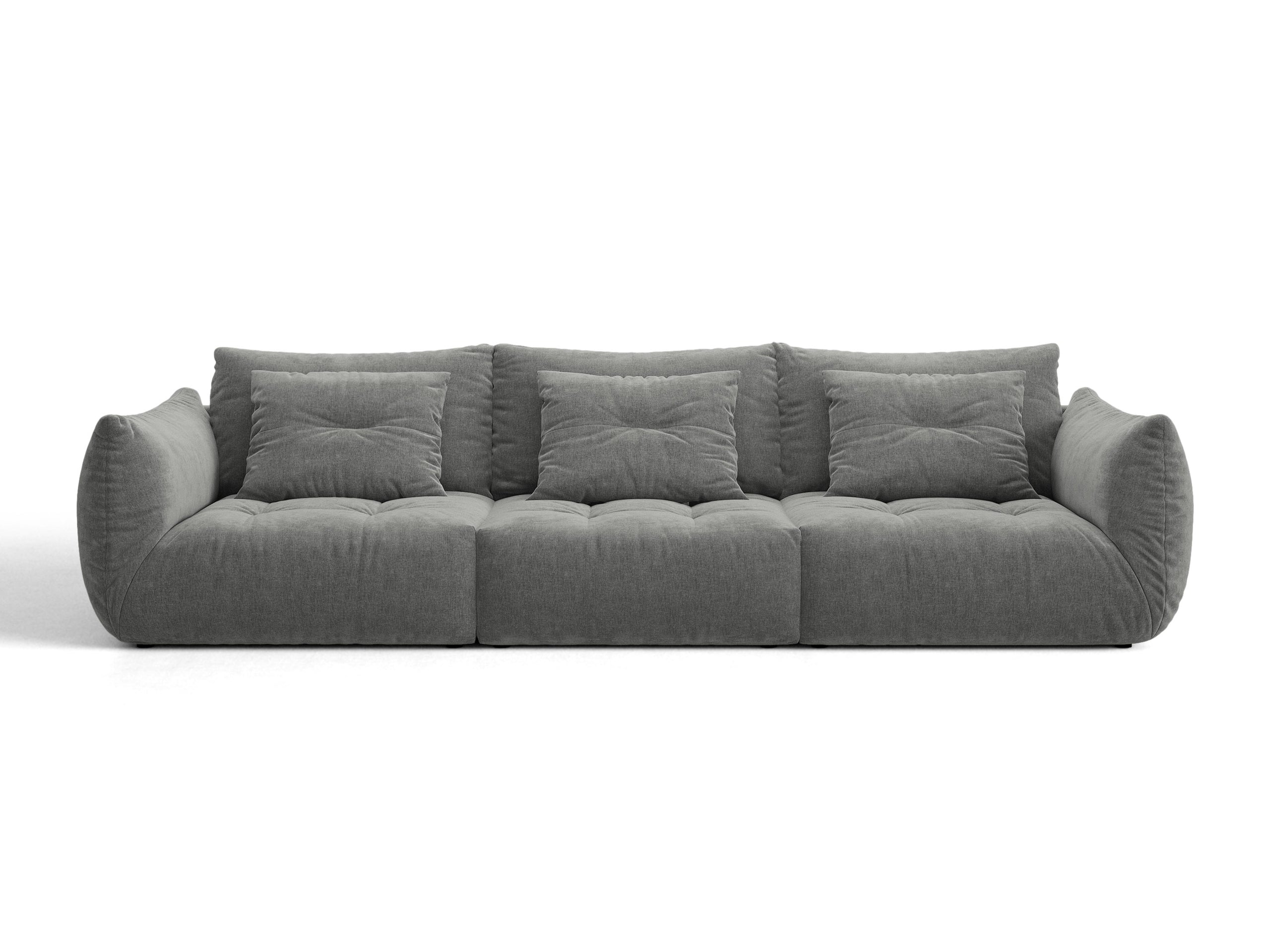 Micadoni Bloom viacmiestna pohovka 327 × 107 cm - Štrukturovaná látka Wind (Win89) - Tmavosivá