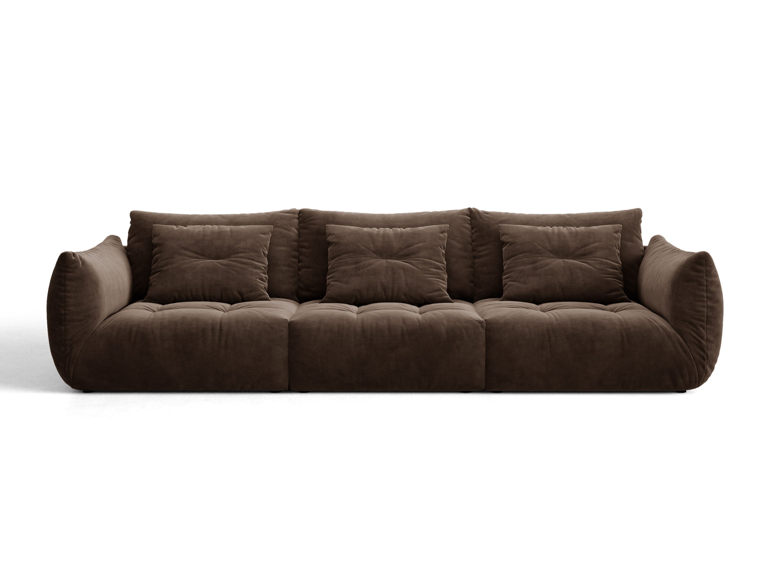 Micadoni Bloom viacmiestna pohovka 327 × 107 cm - Zamat Bluvel (Blu48) - Tmavohnedá