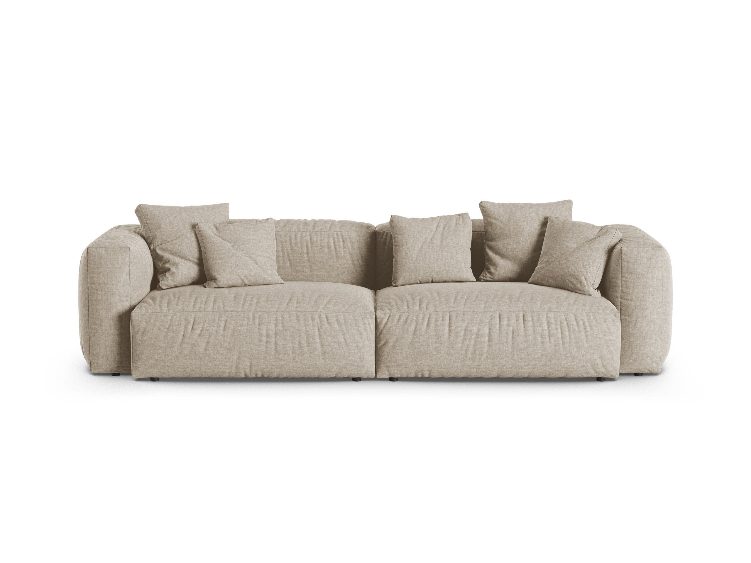Micadoni Martina viacmiestna pohovka - Štrukturovaná látka Boston (Botoffee) - Svetlobéžová - Nohy: Čierny plast - Variant 90 cm