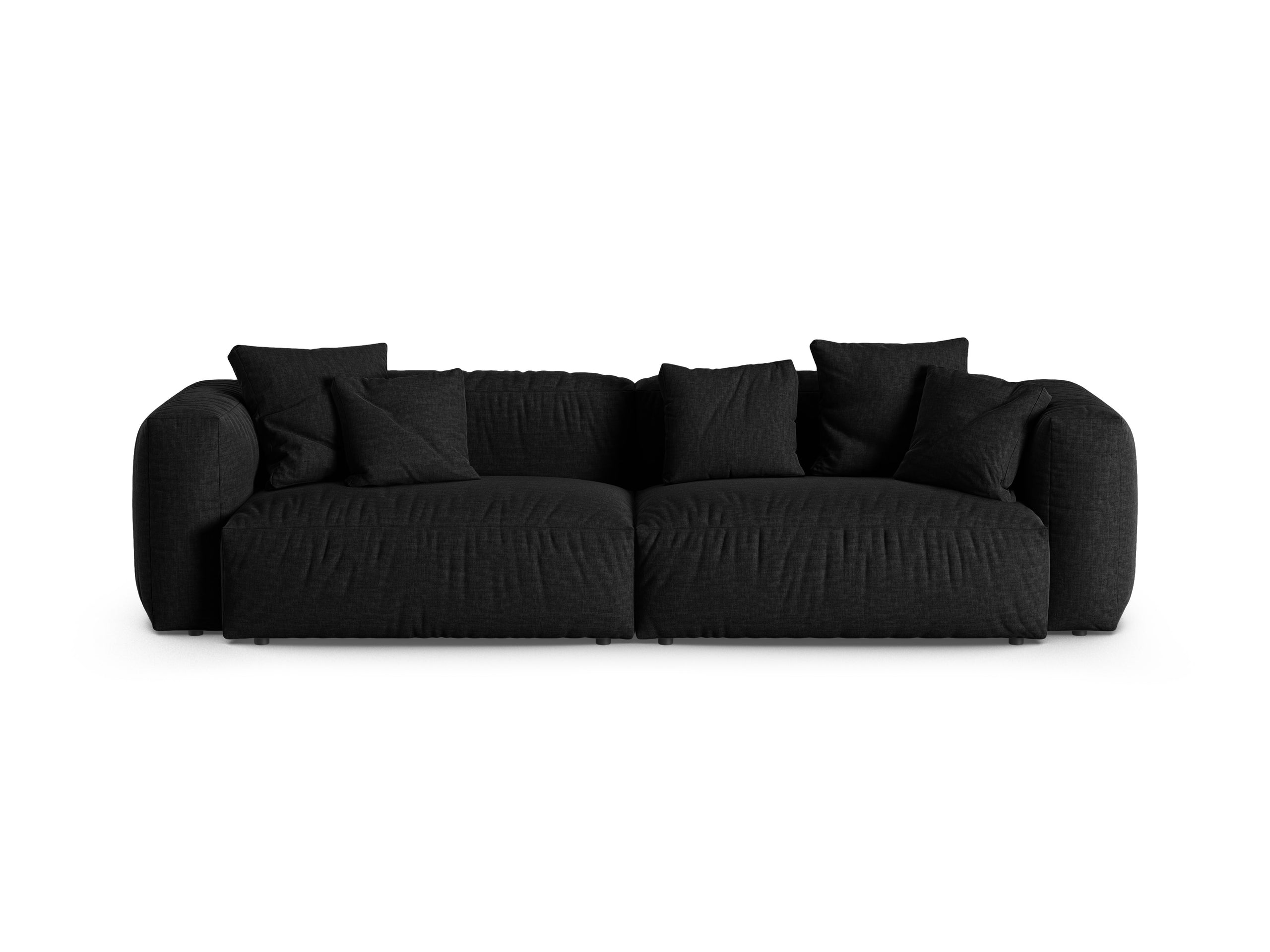 Micadoni Martina viacmiestna pohovka - Štrukturovaná látka Boston (Boblack) - Čierna - Nohy: Čierny plast - Variant 90 cm