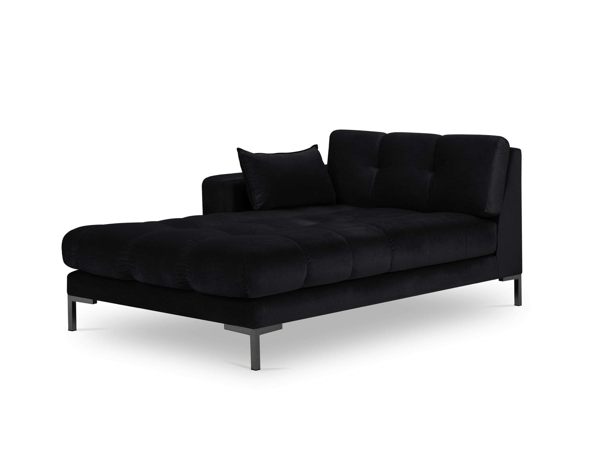 Micadoni Mamaia leňoška 102 × 185 cm - Zamat Bluvel (Blu19) - Čierna - Ľavé prevedenie