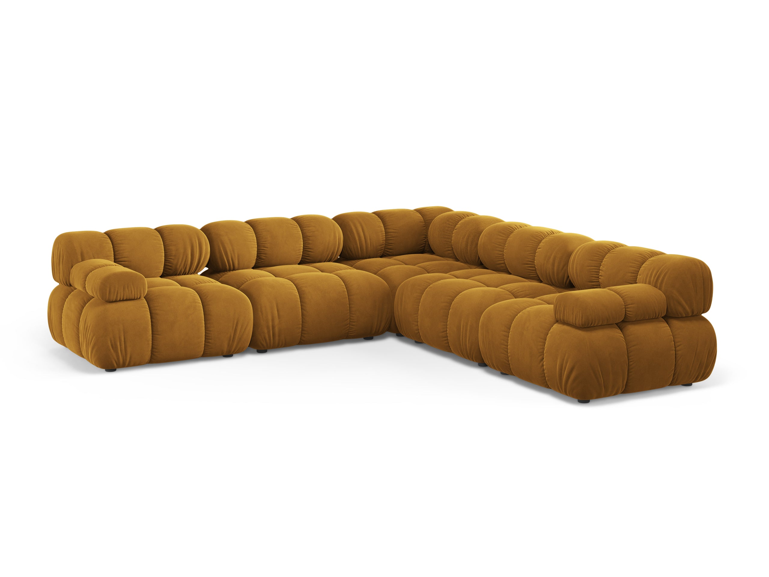 Micadoni Bellis symetrická rohová sedačka 282 × 282 cm - Zamat Bluvel (Blu68) - Žltá
