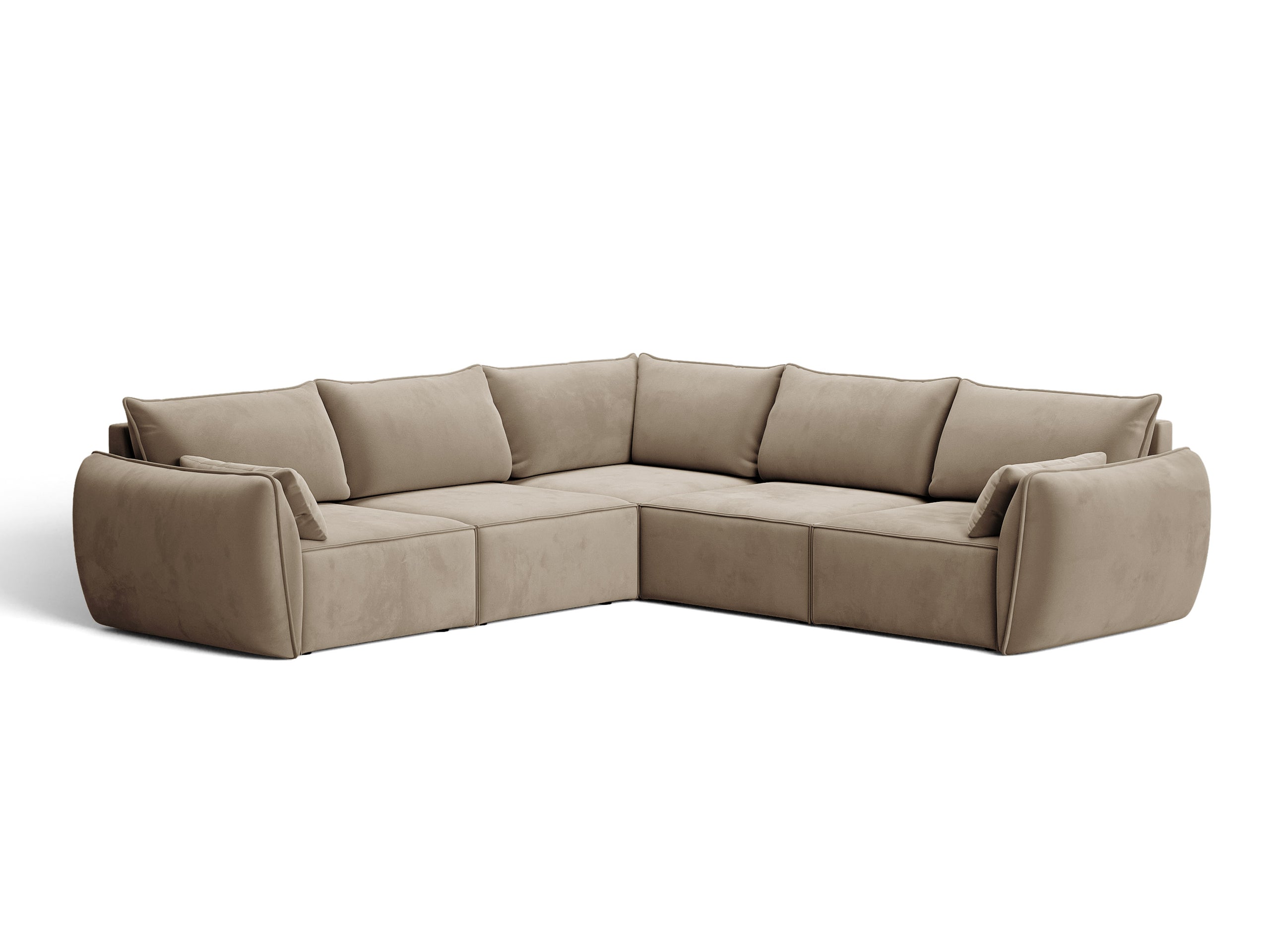 Micadoni Kaelle symetrická rohová sedačka 286 × 286 cm - Zamat Bluvel (Blu40) - Kapučínová