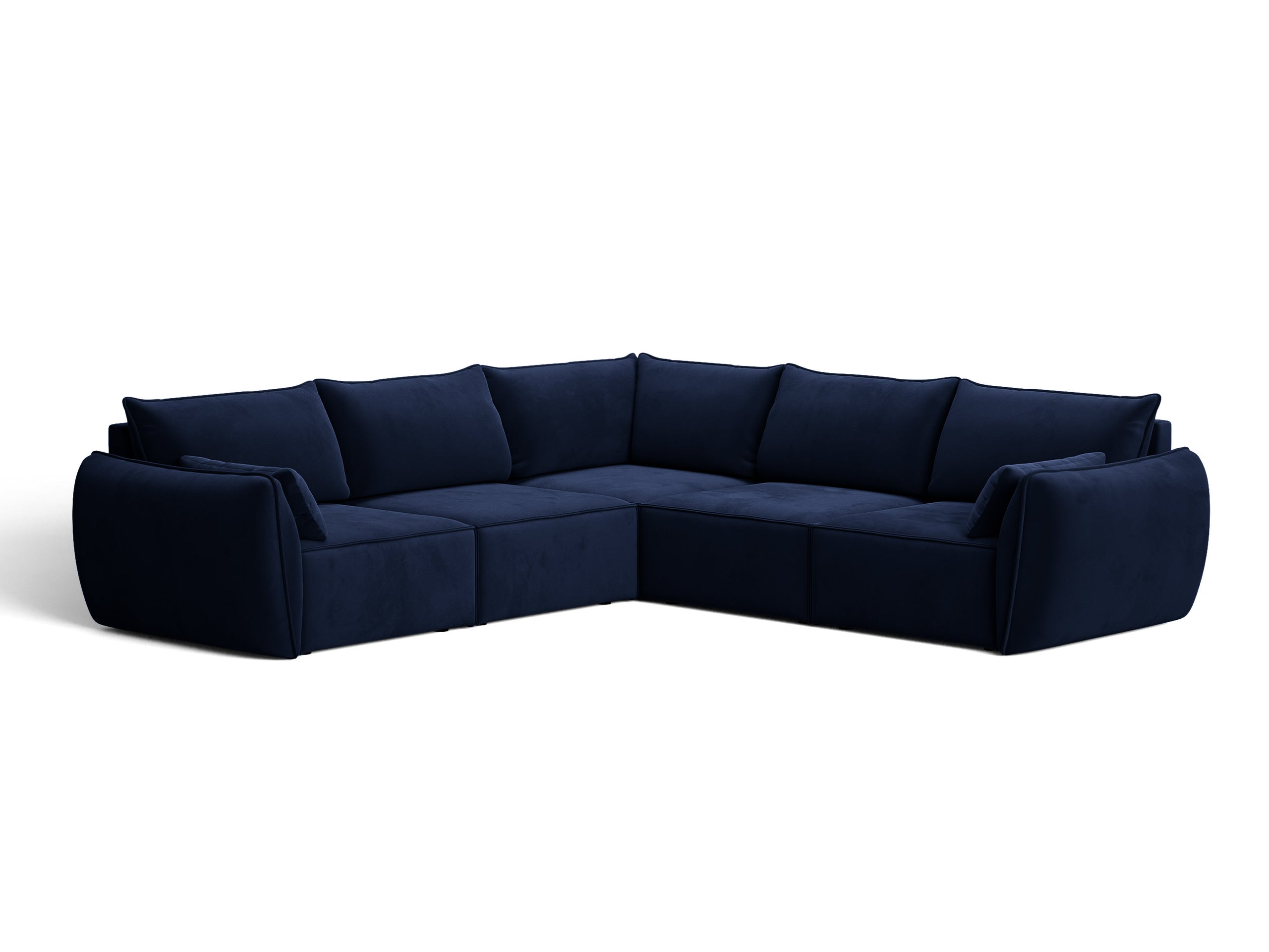 Micadoni Kaelle symetrická rohová sedačka 286 × 286 cm - Zamat Bluvel (Blu86) - Kráľovská modrá
