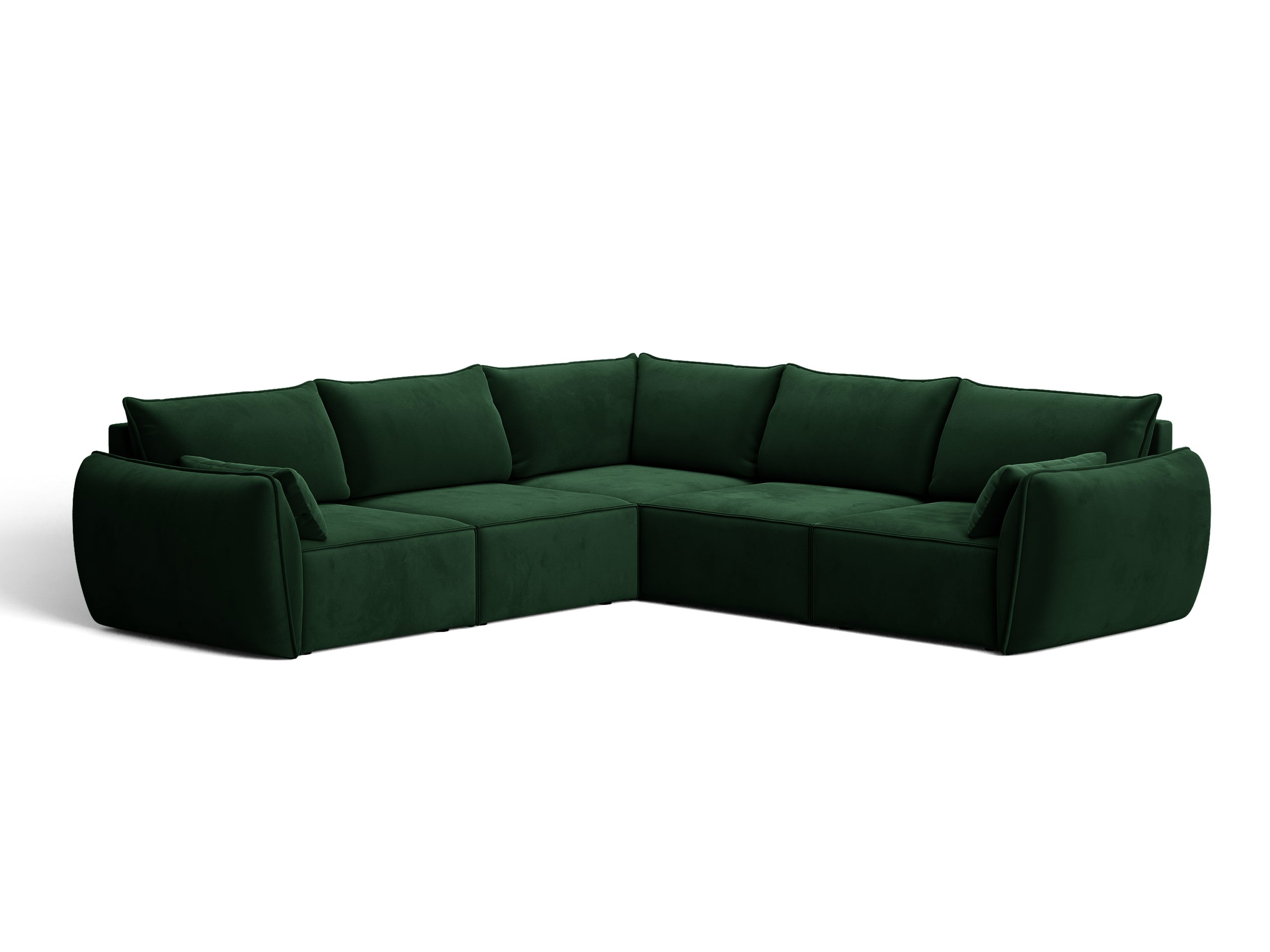 Micadoni Kaelle symetrická rohová sedačka 286 × 286 cm - Zamat Bluvel (Blu78) - Fľaškovozelená