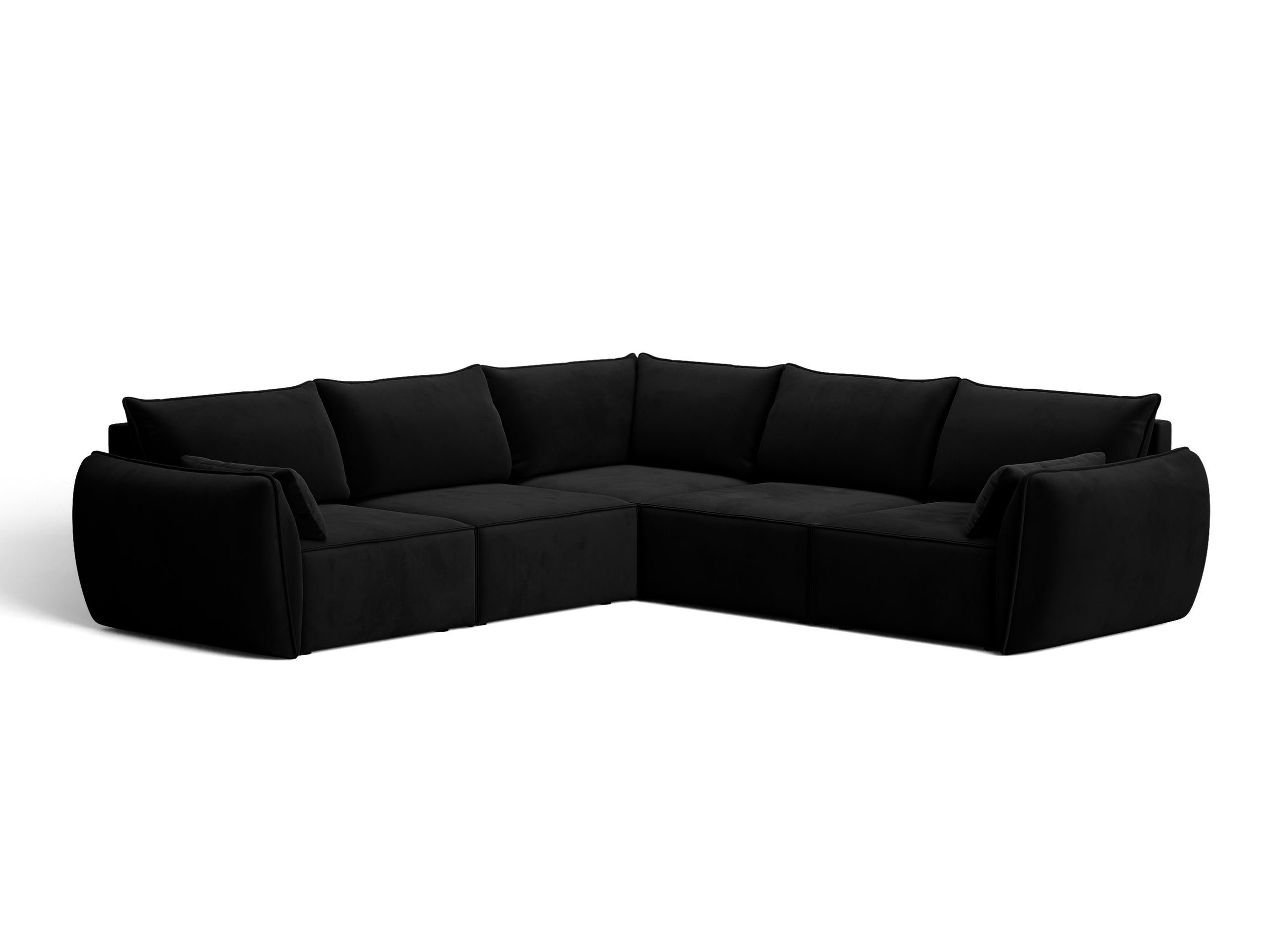 Micadoni Kaelle symetrická rohová sedačka 286 × 286 cm - Zamat Bluvel (Blu19) - Čierna