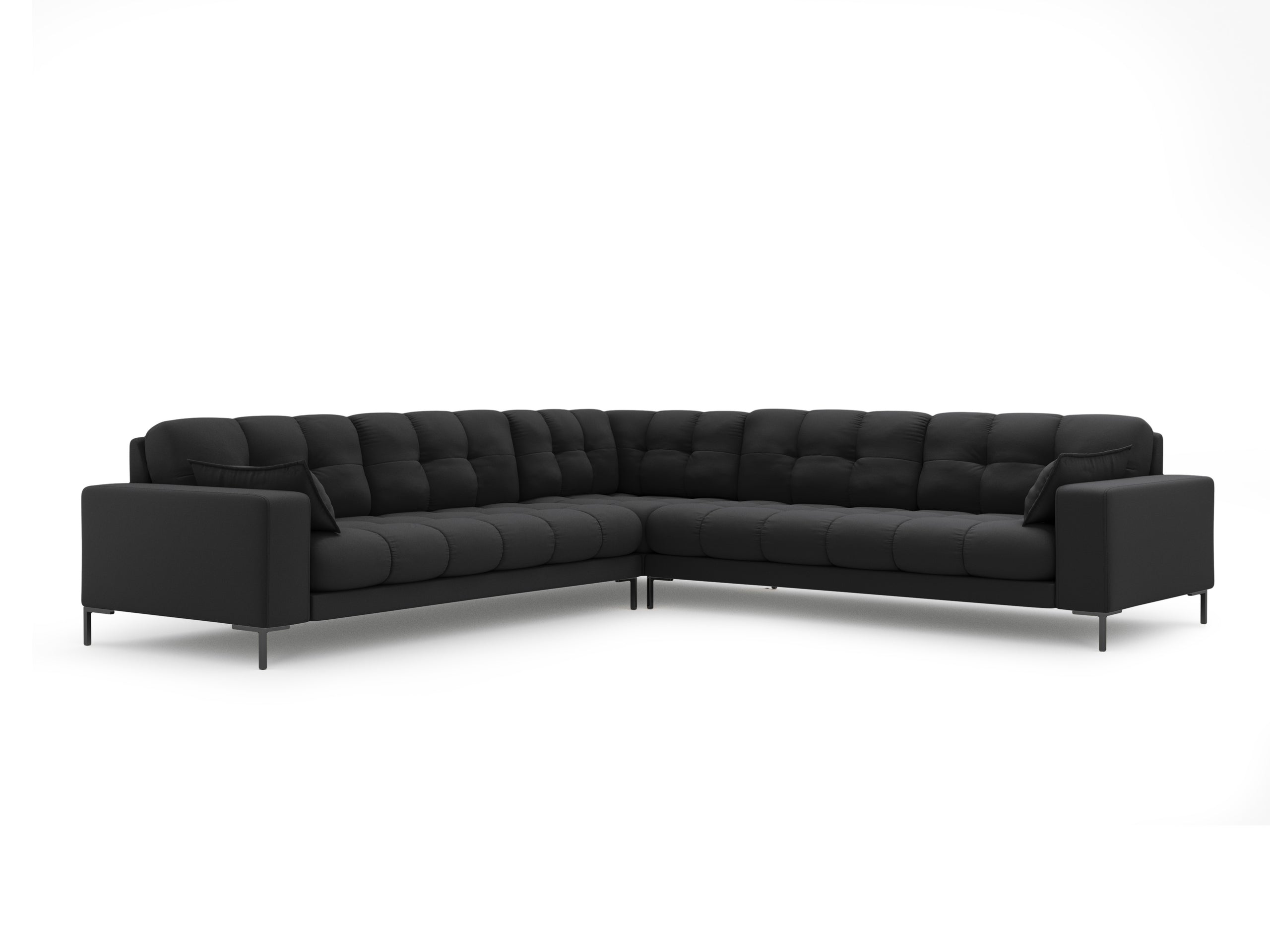 Micadoni Mamaia symetrická rohová sedačka 256 × 256 cm - Štrukturovaná látka Neve (Nev97) - Tmavosivá