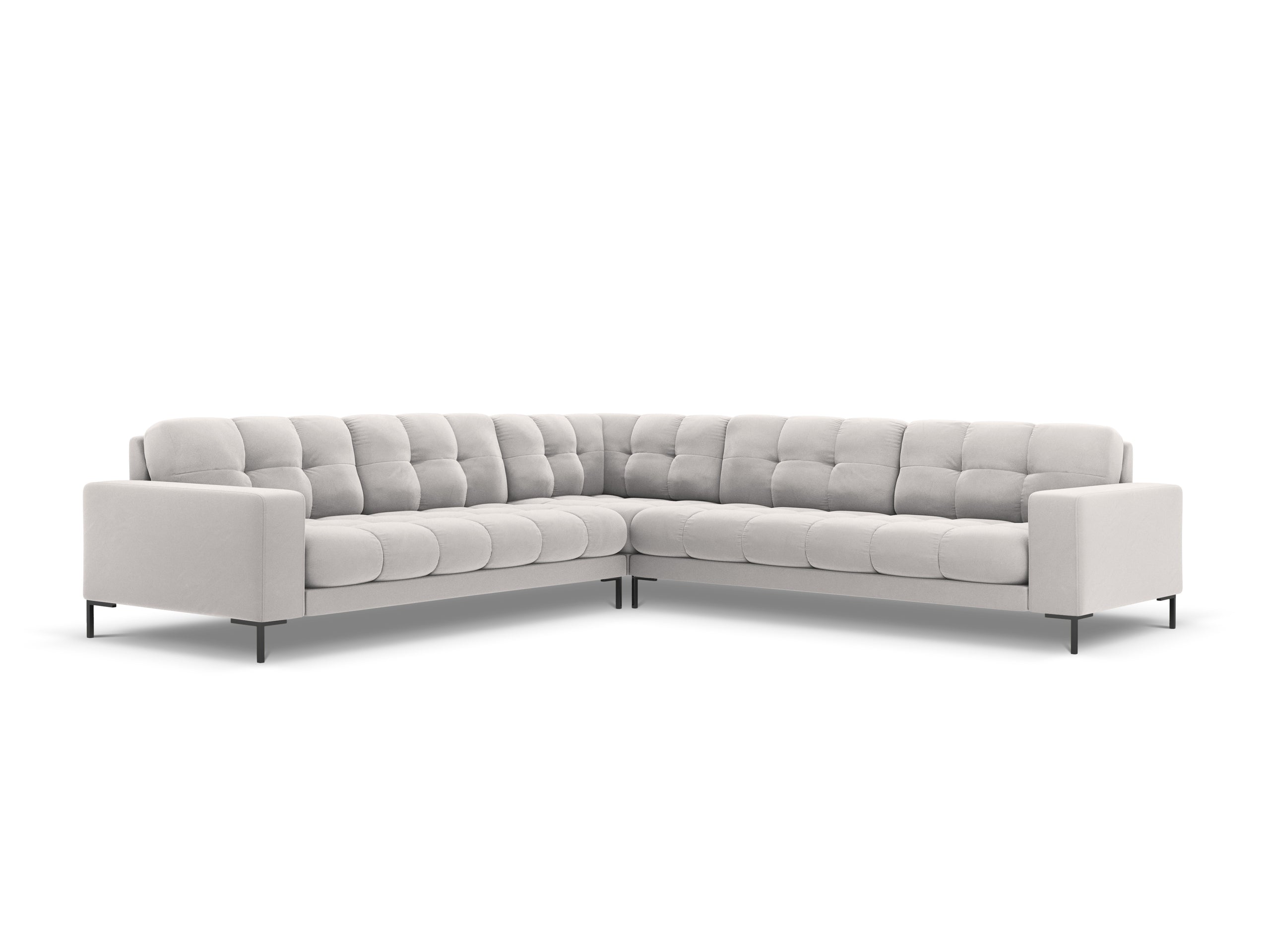 Micadoni Mamaia symetrická rohová sedačka 256 × 256 cm - Zamat Bluvel (Blu03) - Strieborná