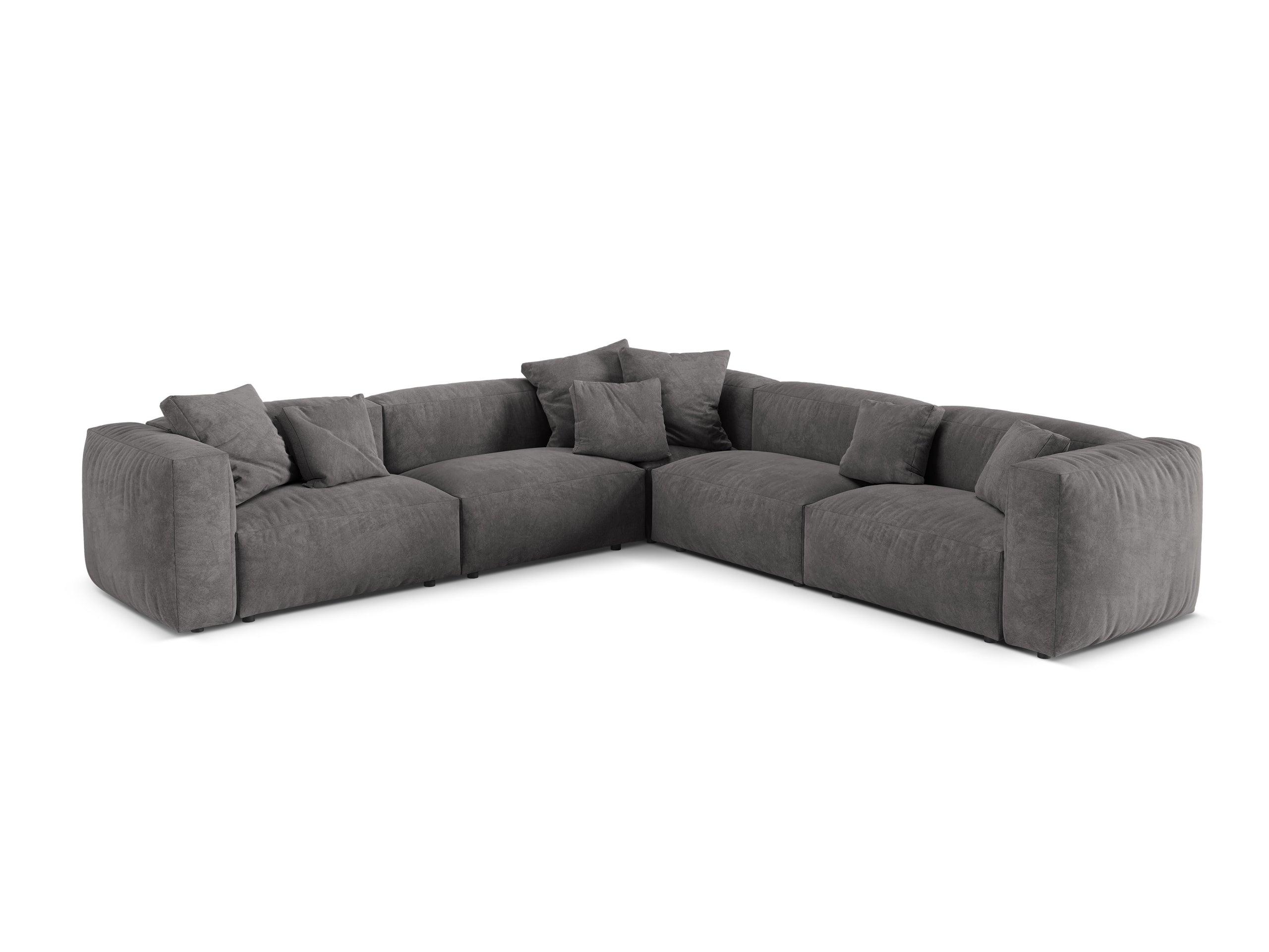 Micadoni Martina symetrická rohová sedačka - Zamat Vogue (Vog15) - Sivá - Nohy: Čierny plast - Variant 76 cm