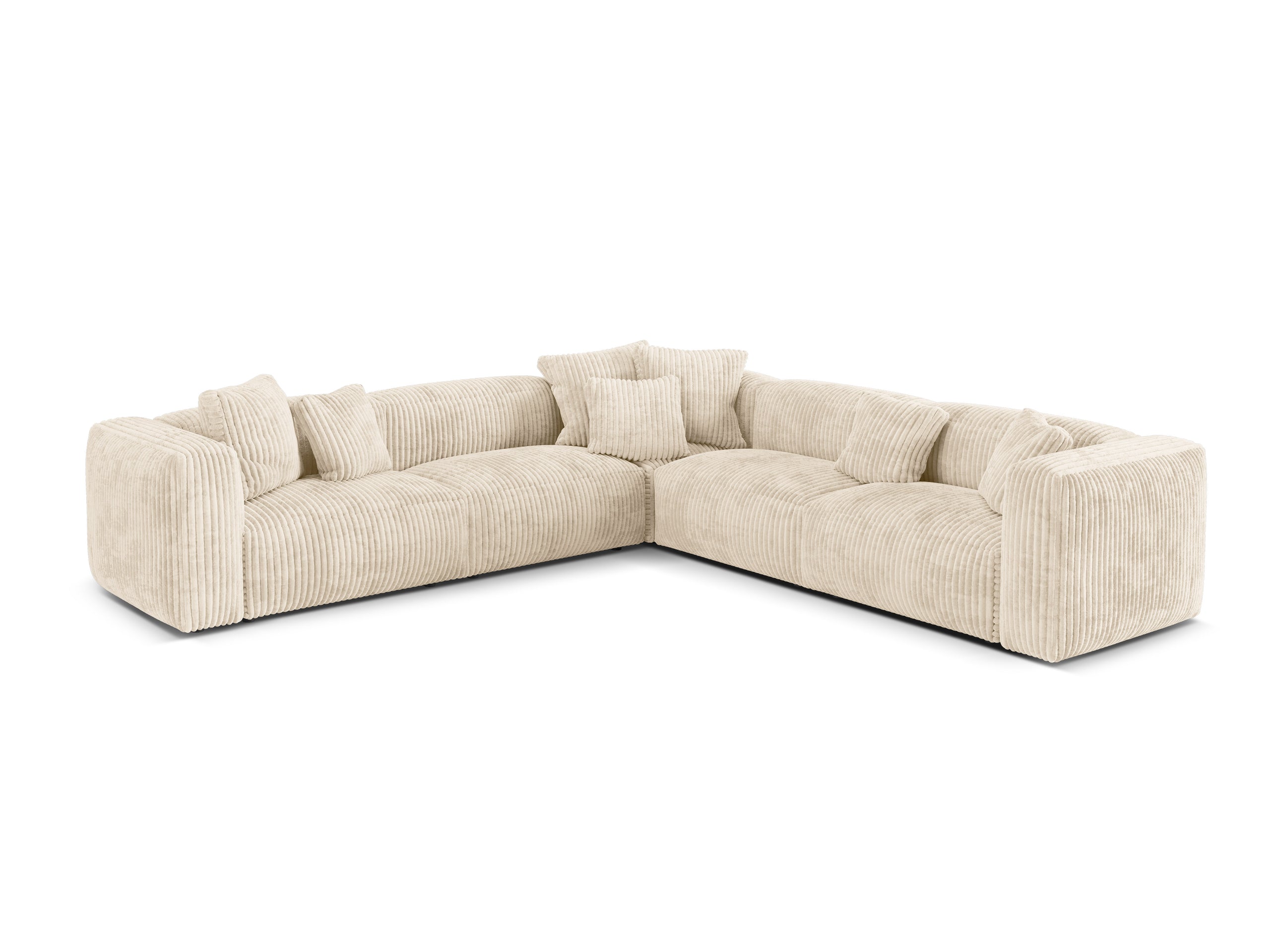 Micadoni Martina symetrická rohová sedačka - Menčester Tilia (Til03) - Svetlobéžová - Nohy: Čierny plast - Variant 76 cm