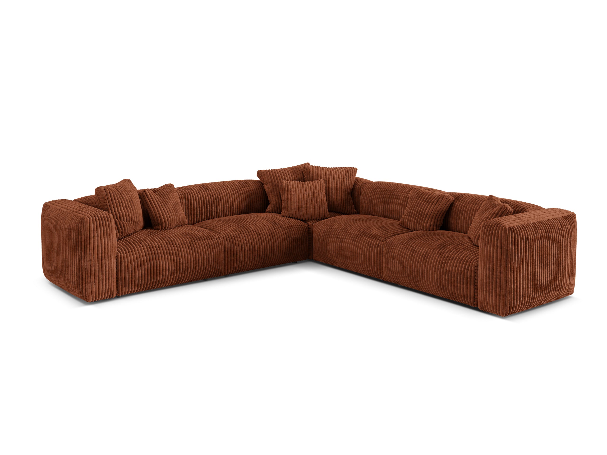 Micadoni Martina symetrická rohová sedačka - Menčester Tilia (Til52) - Tehlová - Nohy: Čierny plast - Variant 76 cm