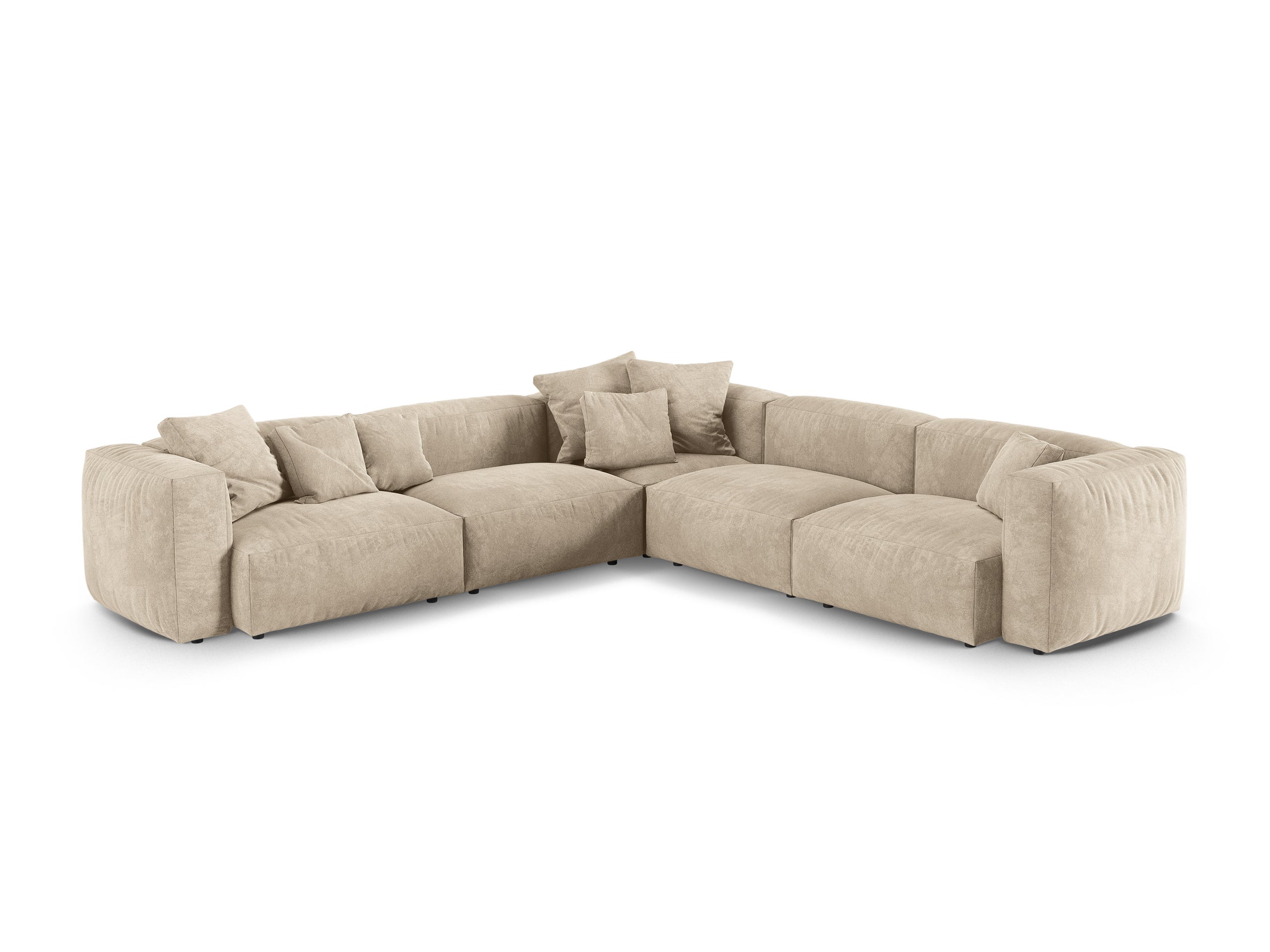 Micadoni Martina symetrická rohová sedačka - Zamat Vogue (Vog1) - Svetlobéžová - Nohy: Čierny plast - Variant 90 cm