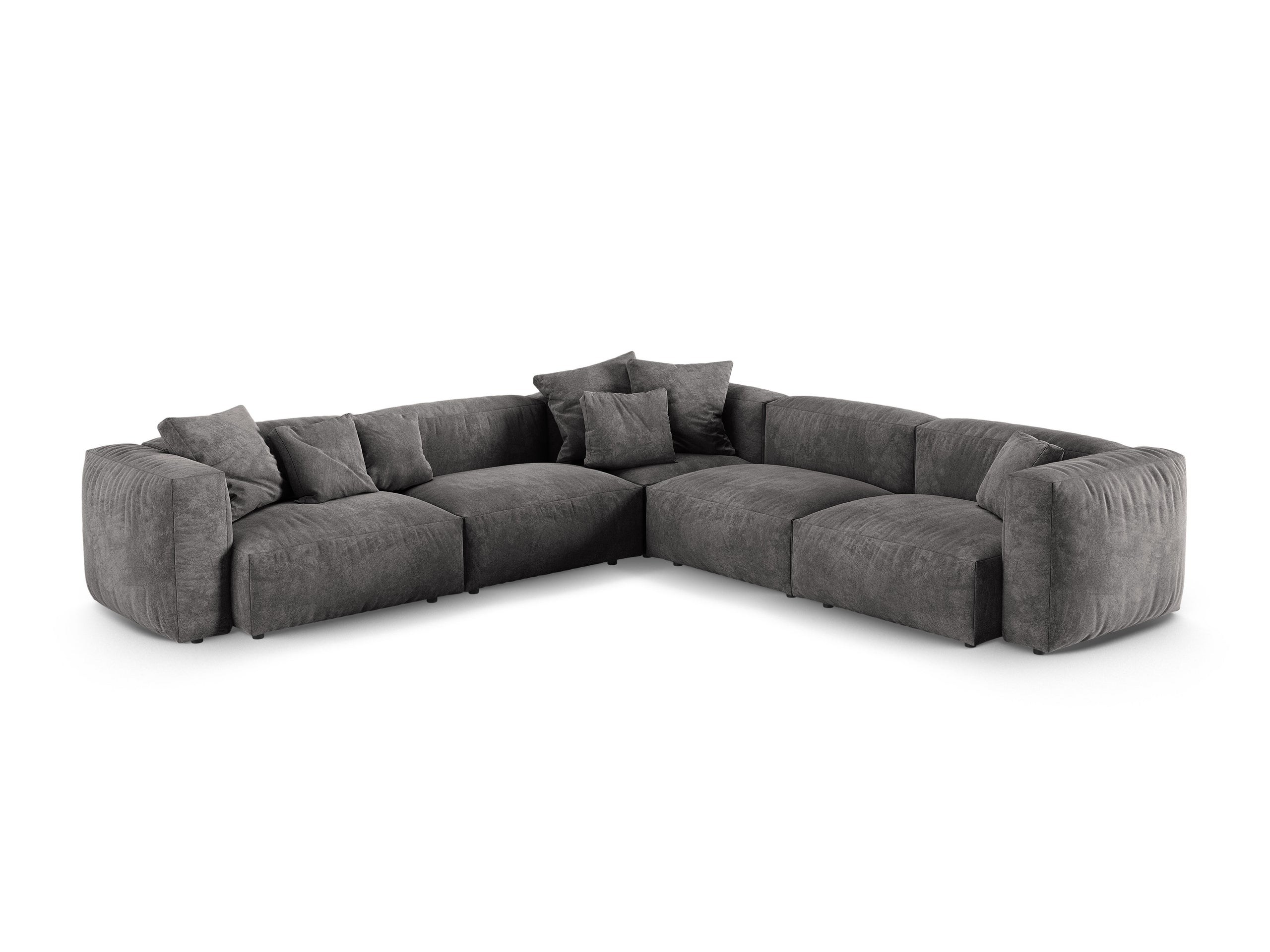 Micadoni Martina symetrická rohová sedačka - Zamat Vogue (Vog15) - Sivá - Nohy: Čierny plast - Variant 90 cm