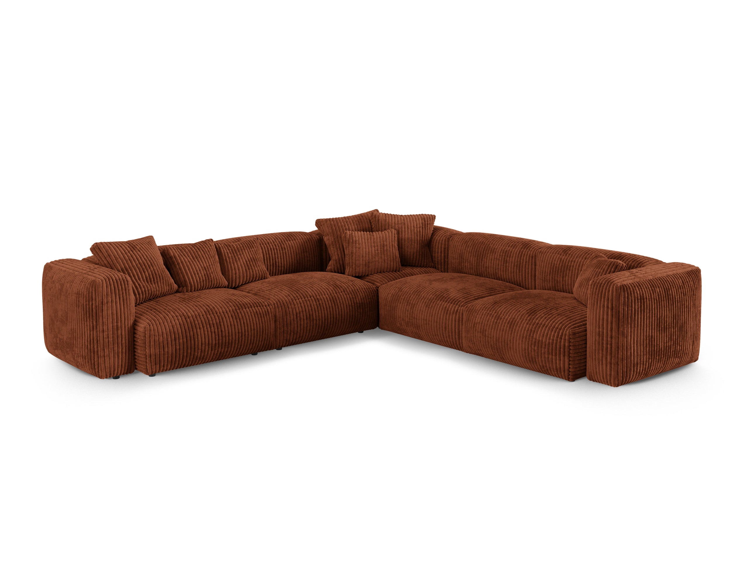 Micadoni Martina symetrická rohová sedačka - Menčester Tilia (Til52) - Tehlová - Nohy: Čierny plast - Variant 90 cm