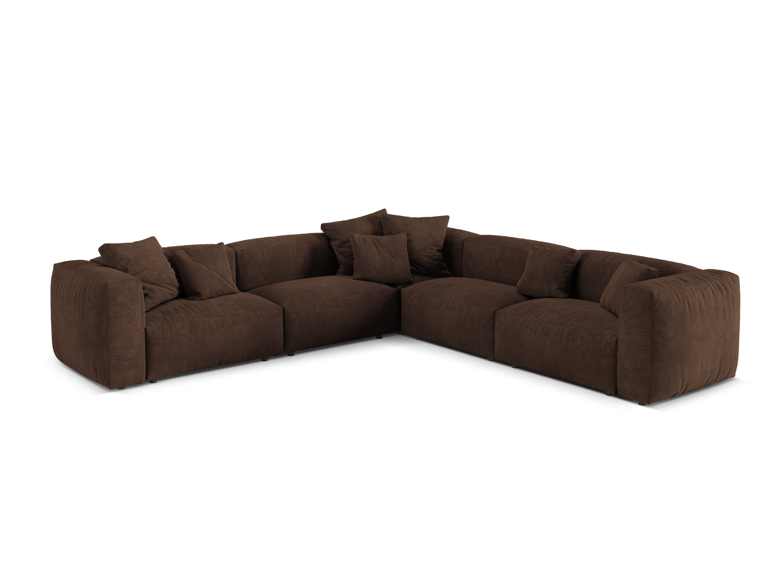 Micadoni Martina symetrická rohová sedačka - Zamat Vogue (Vog6) - Čokoládová - Nohy: Čierny plast - Variant 76 cm