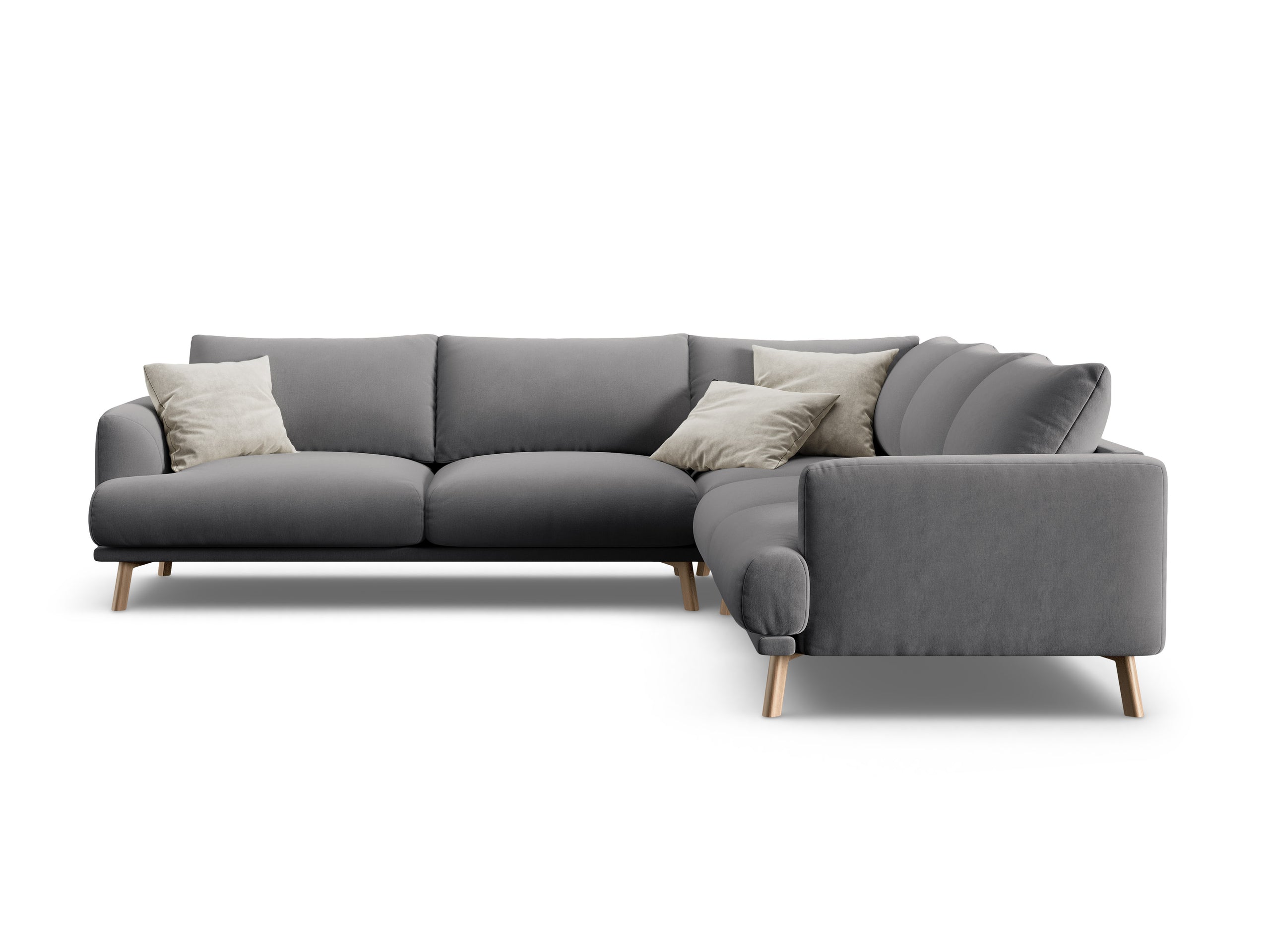 Micadoni Naomi symetrická rohová sedačka 280 × 280 cm - Zamat Salvador (Sal17) - Sivá
