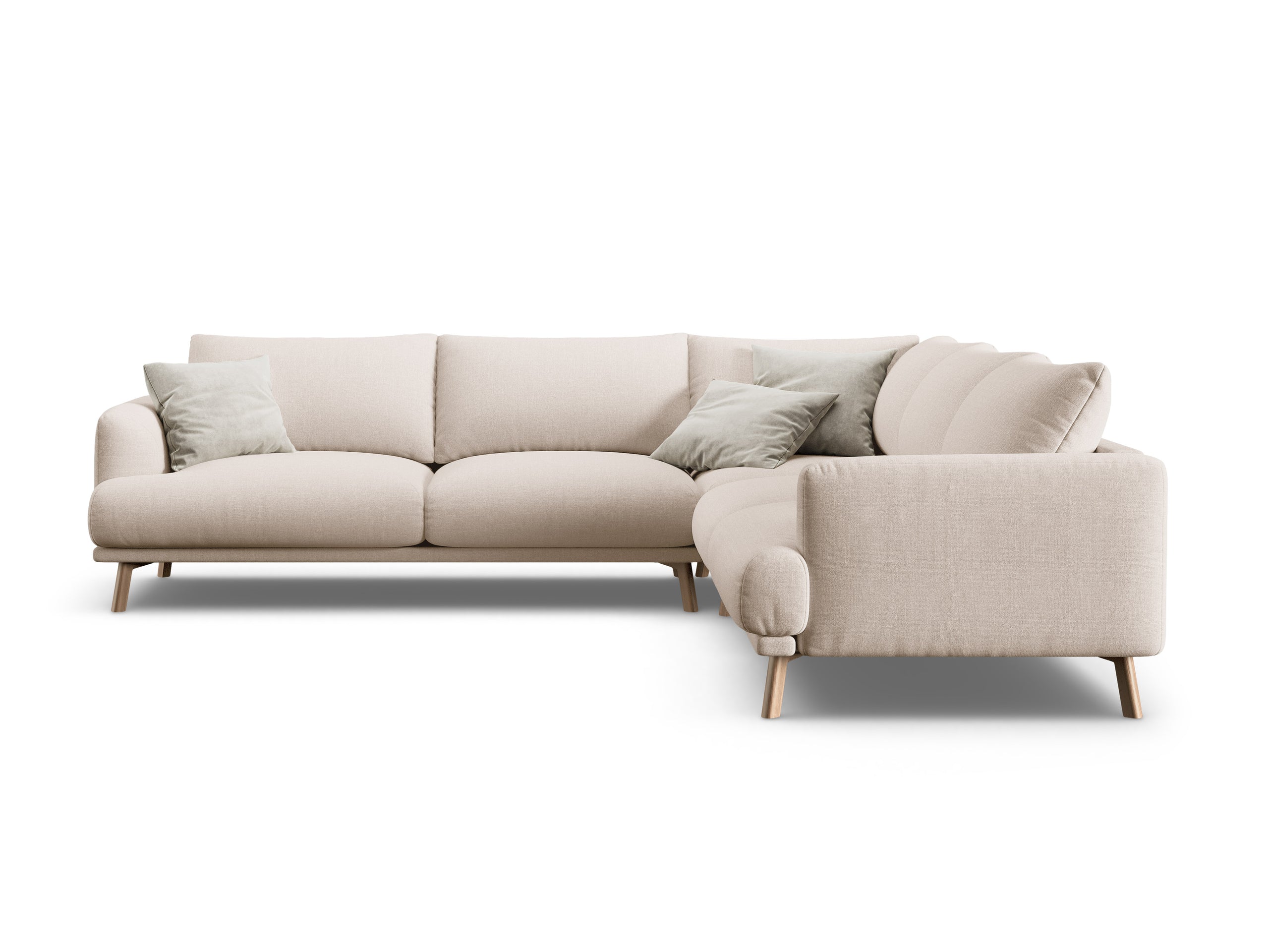 Micadoni Naomi symetrická rohová sedačka 280 × 280 cm - Štrukturovaná látka Liberty (Lib2) - Béžová