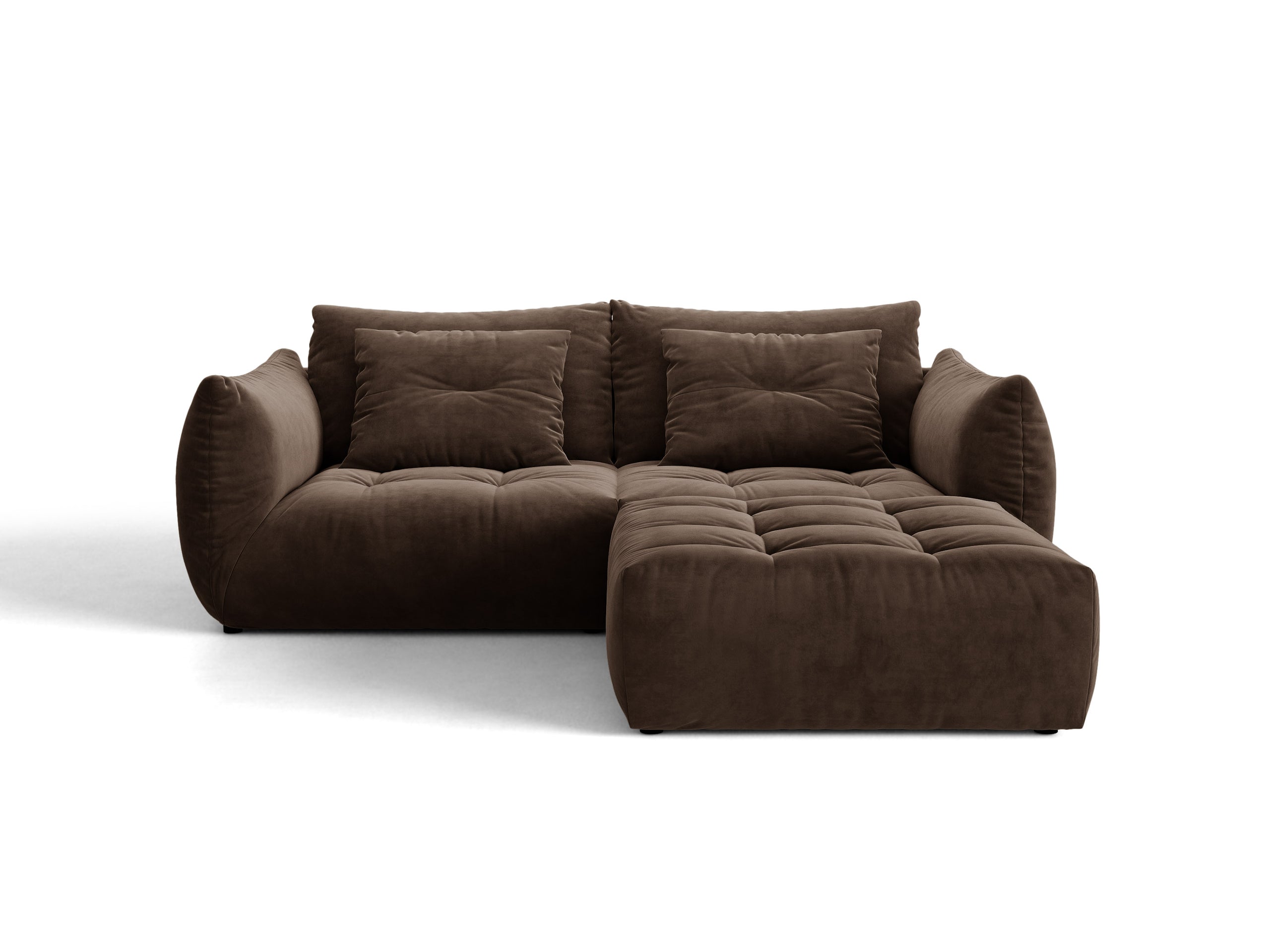 Micadoni Bloom rohová sedačka 232 × 214 cm - Zamat Bluvel (Blu48) - Tmavohnedá