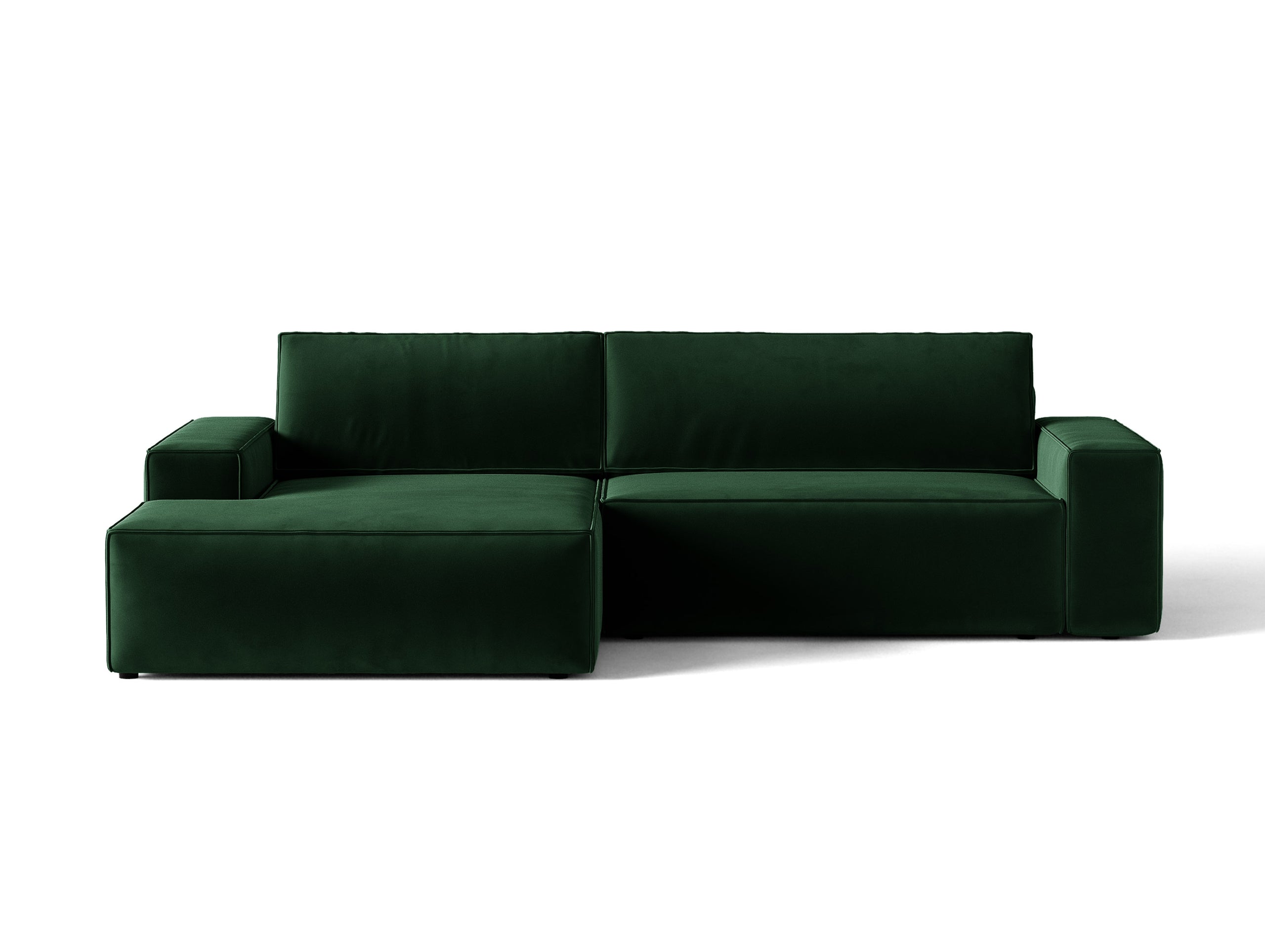 Micadoni Jodie rozkladacia rohová sedačka 246 × 151 cm - Zamat Bluvel (Blu78) - Fľaškovozelená - Ľavé prevedenie