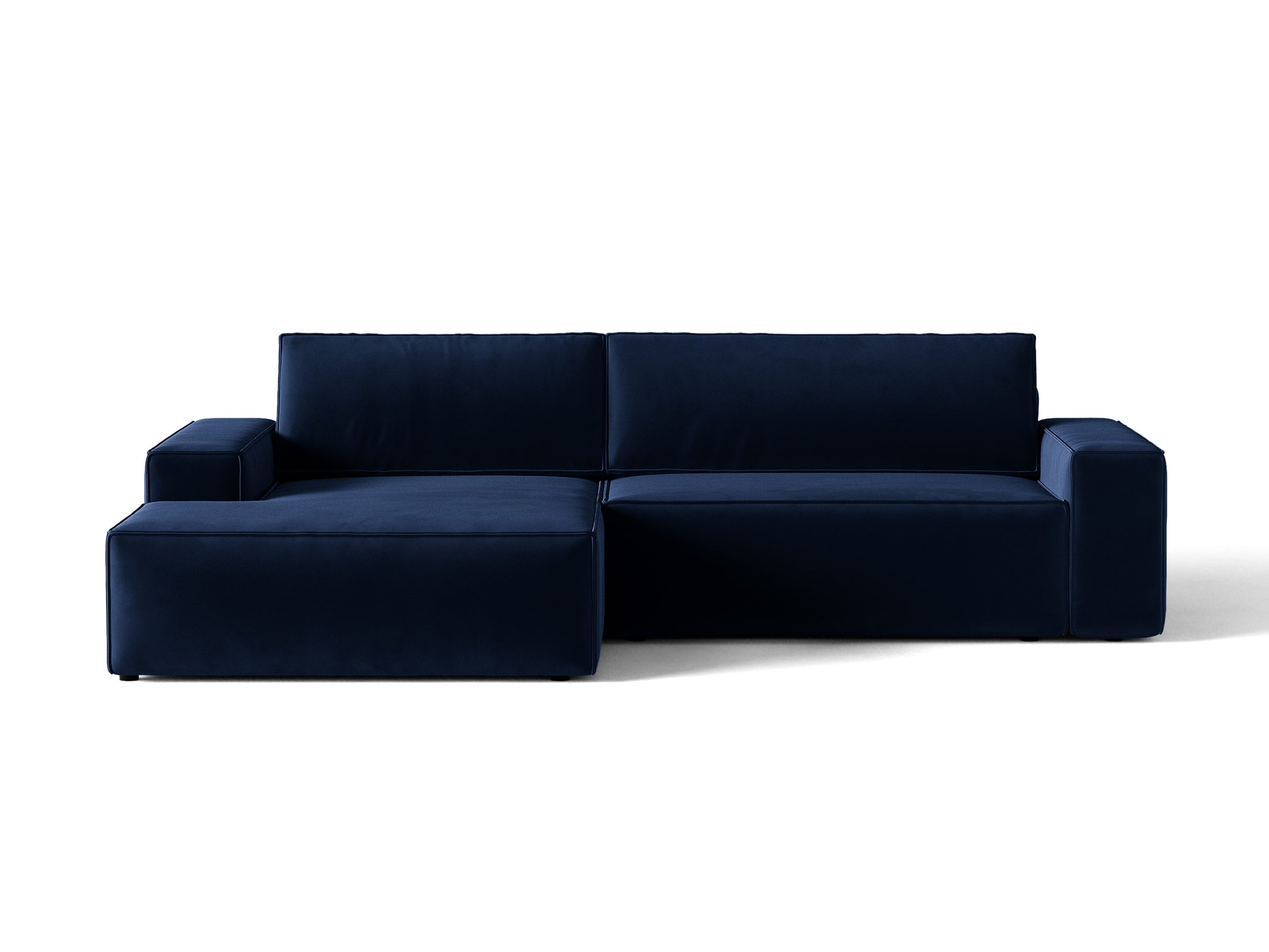 Micadoni Jodie rozkladacia rohová sedačka 246 × 151 cm - Zamat Bluvel (Blu86) - Kráľovská modrá - Ľavé prevedenie