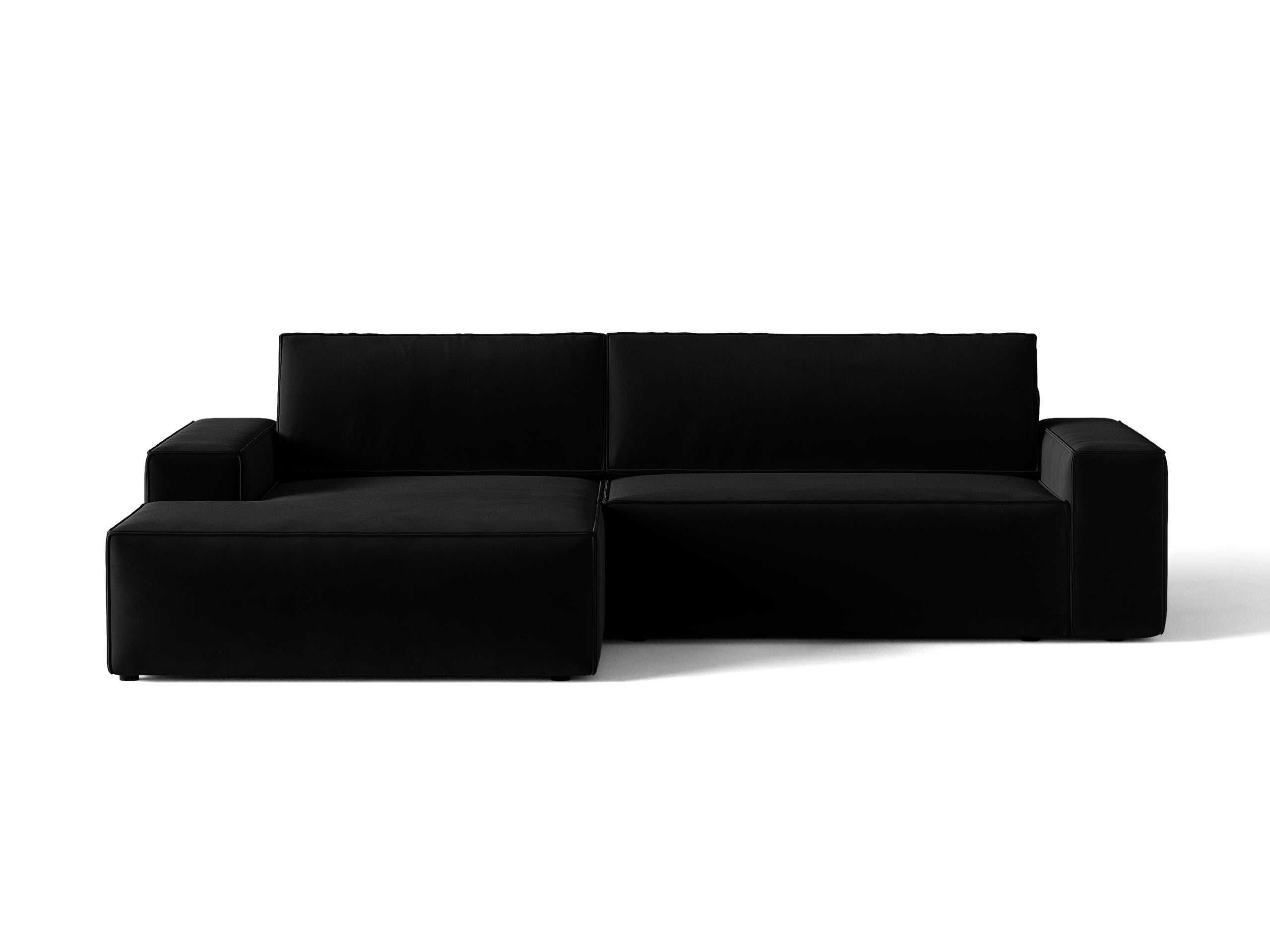 Micadoni Jodie rozkladacia rohová sedačka 246 × 151 cm - Zamat Bluvel (Blu19) - Čierna - Ľavé prevedenie