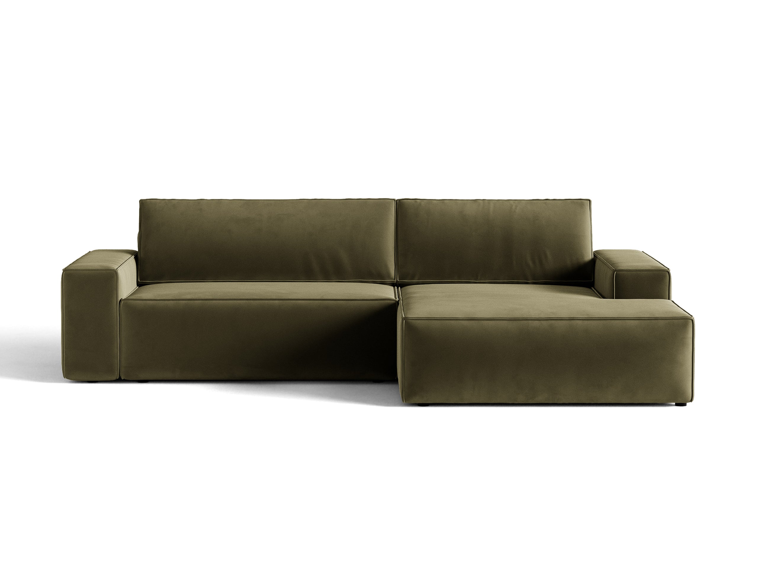 Micadoni Jodie rozkladacia rohová sedačka 246 × 151 cm - Zamat Bluvel (Blu77) - Zelená - Pravé prevedenie