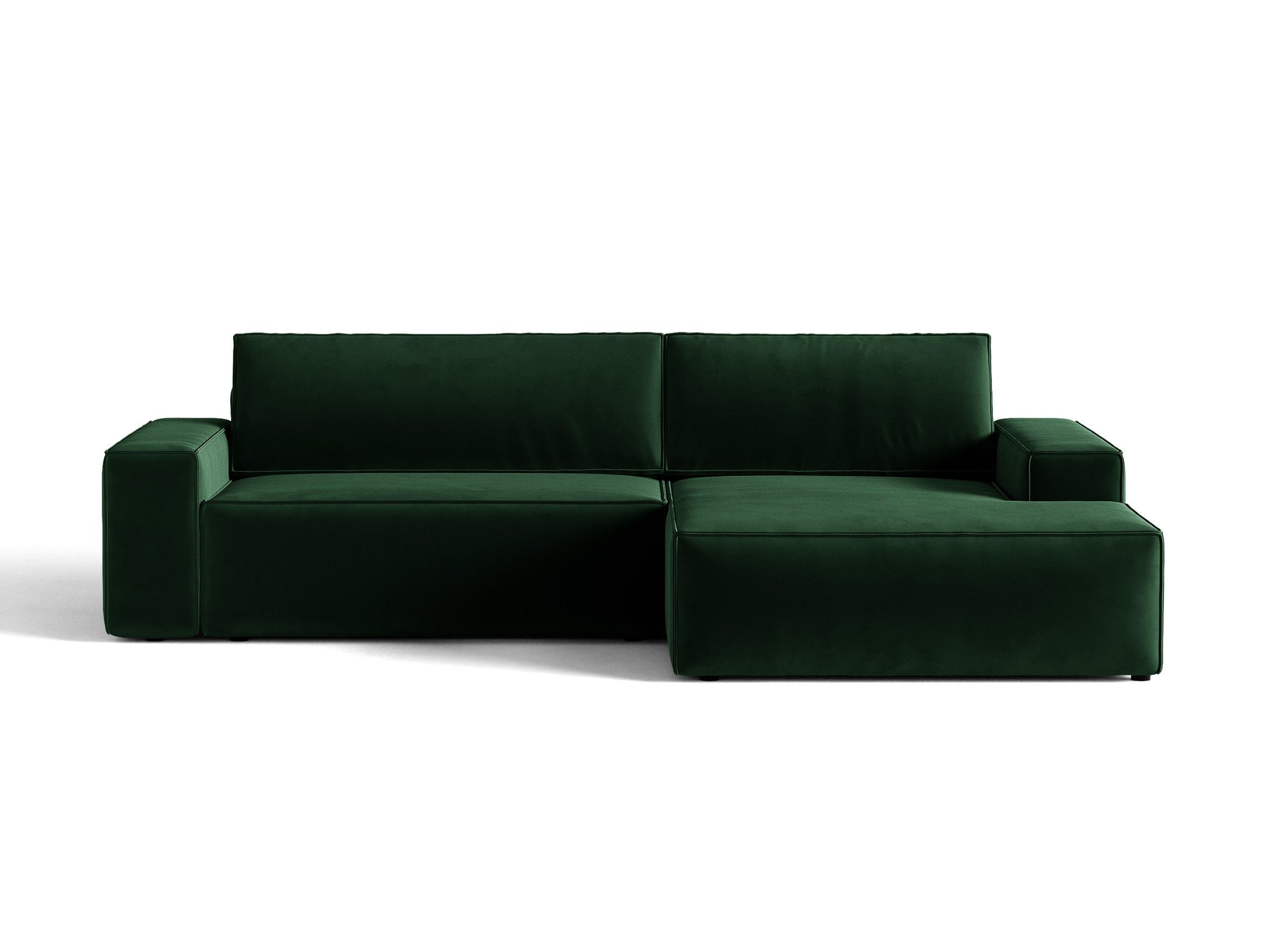 Micadoni Jodie rozkladacia rohová sedačka 246 × 151 cm - Zamat Bluvel (Blu78) - Fľaškovozelená - Pravé prevedenie