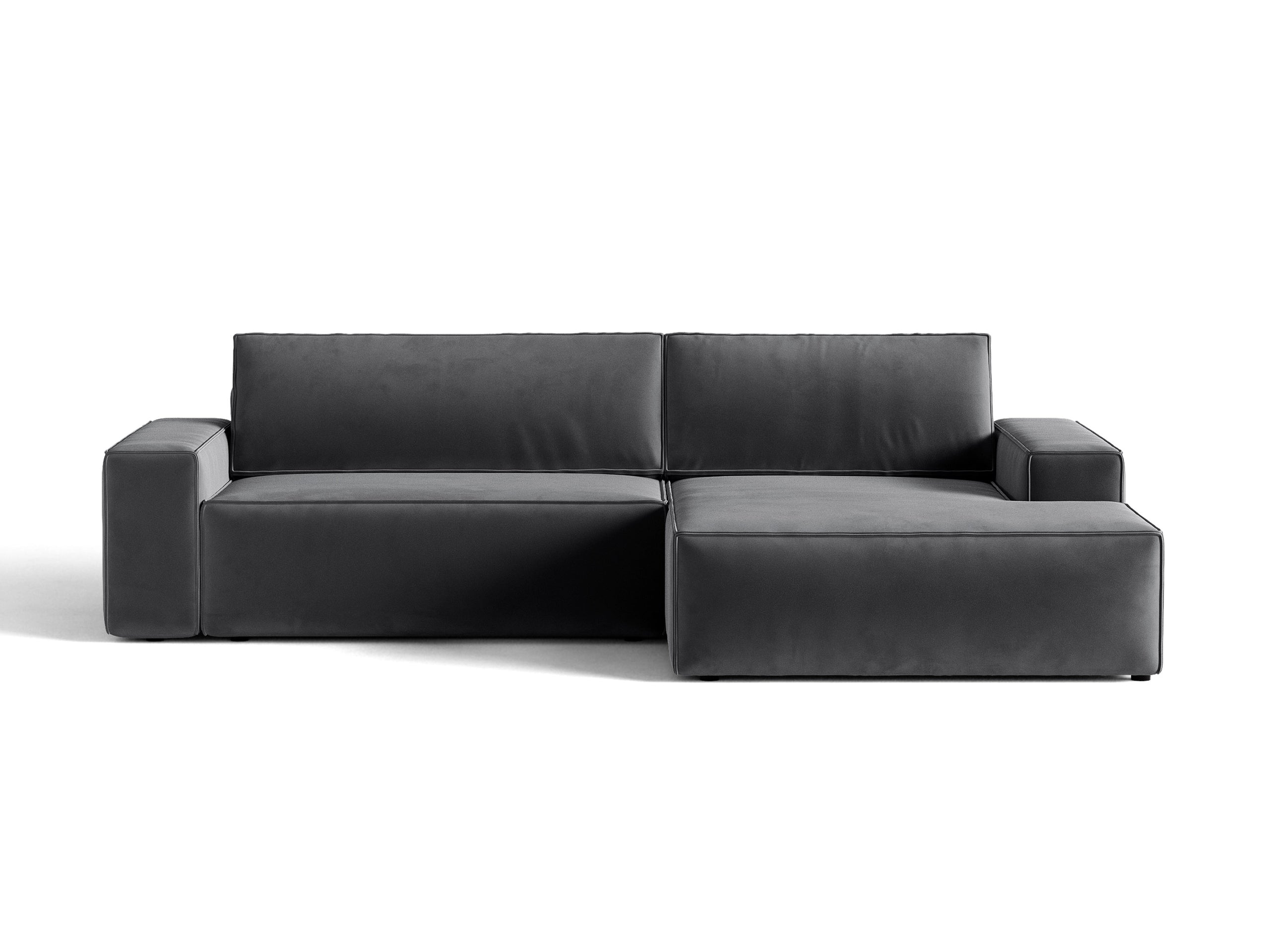 Micadoni Jodie rozkladacia rohová sedačka 246 × 151 cm - Zamat Bluvel (Blu14) - Sivá - Pravé prevedenie