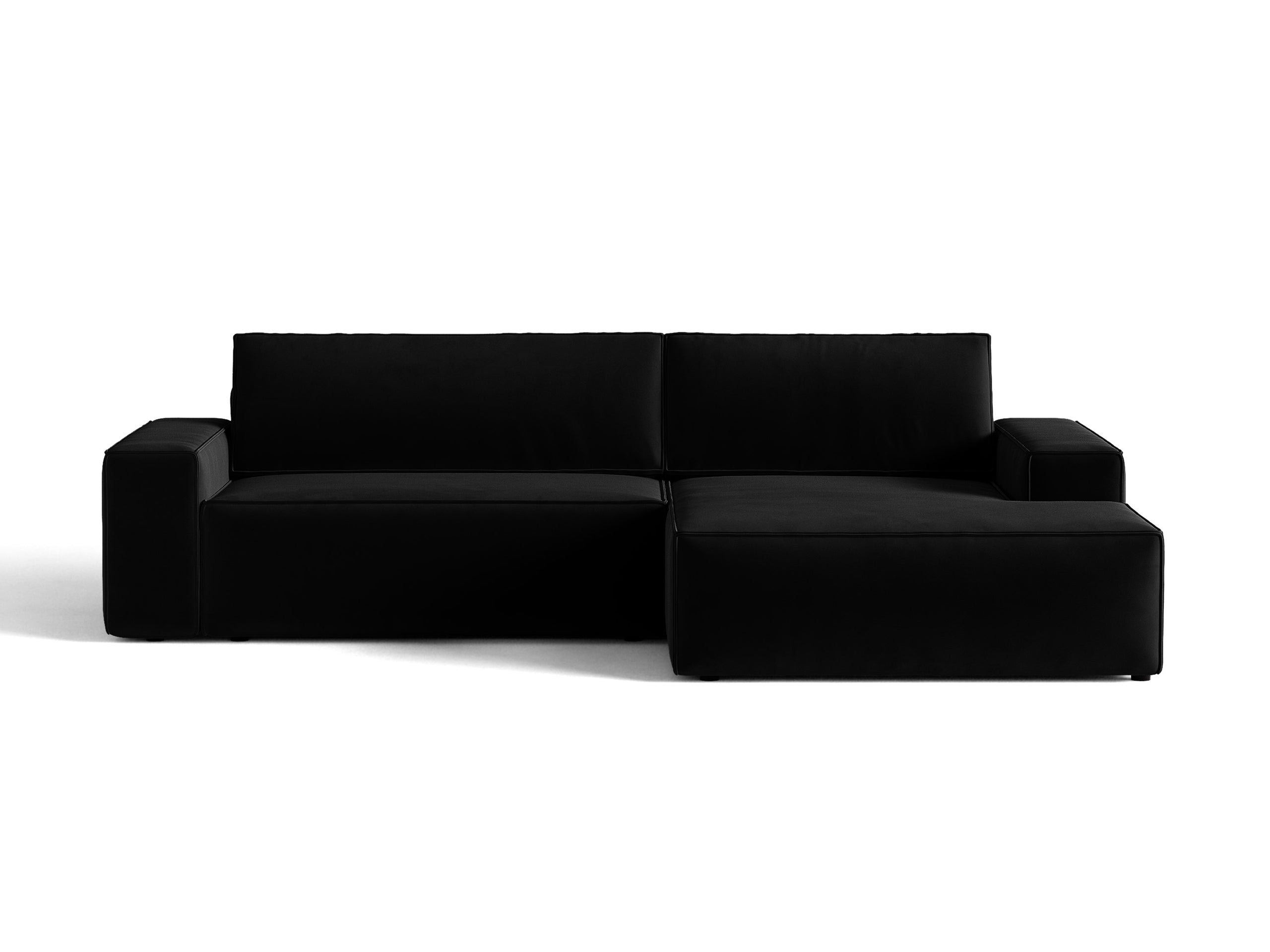 Micadoni Jodie rozkladacia rohová sedačka 246 × 151 cm - Zamat Bluvel (Blu19) - Čierna - Pravé prevedenie