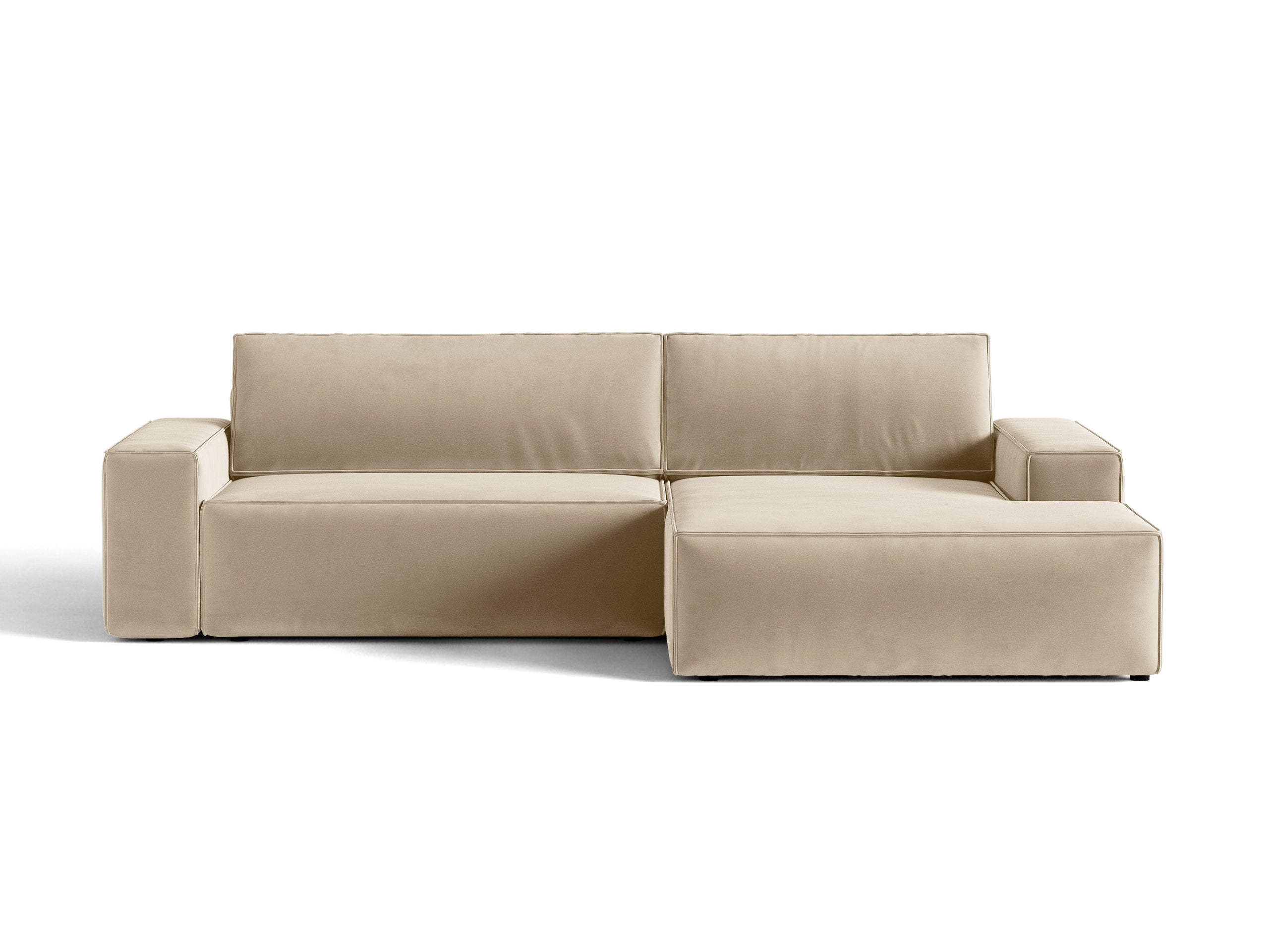 Micadoni Jodie rozkladacia rohová sedačka 246 × 151 cm - Zamat Bluvel (Blu30) - Tmavobéžová - Pravé prevedenie