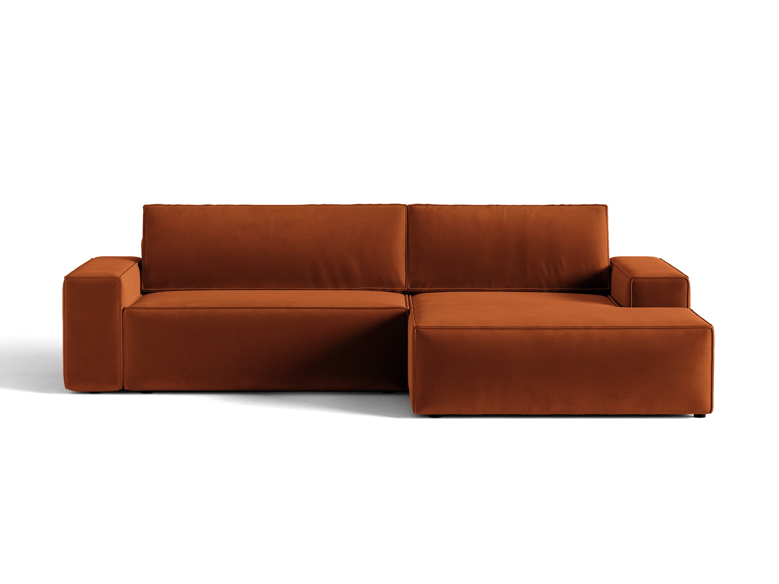 Micadoni Jodie rozkladacia rohová sedačka 246 × 151 cm - Zamat Bluvel (Blu4215) - Terakotová - Pravé prevedenie